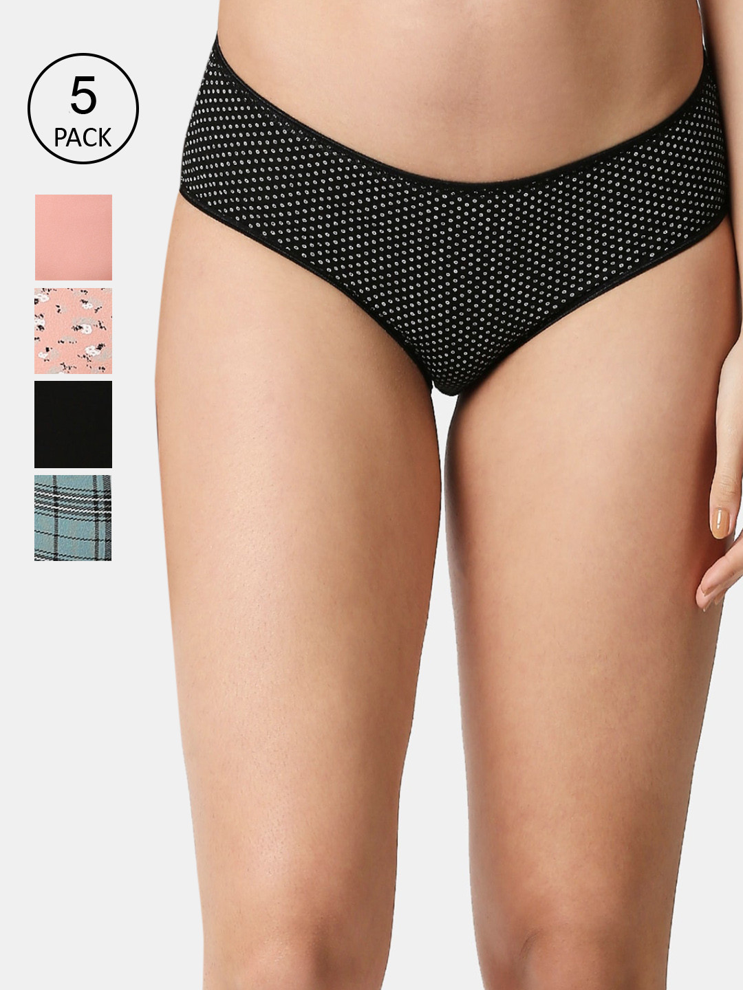 

RedRose Women Pack Of 5 Printed Hipster Briefs, Pink