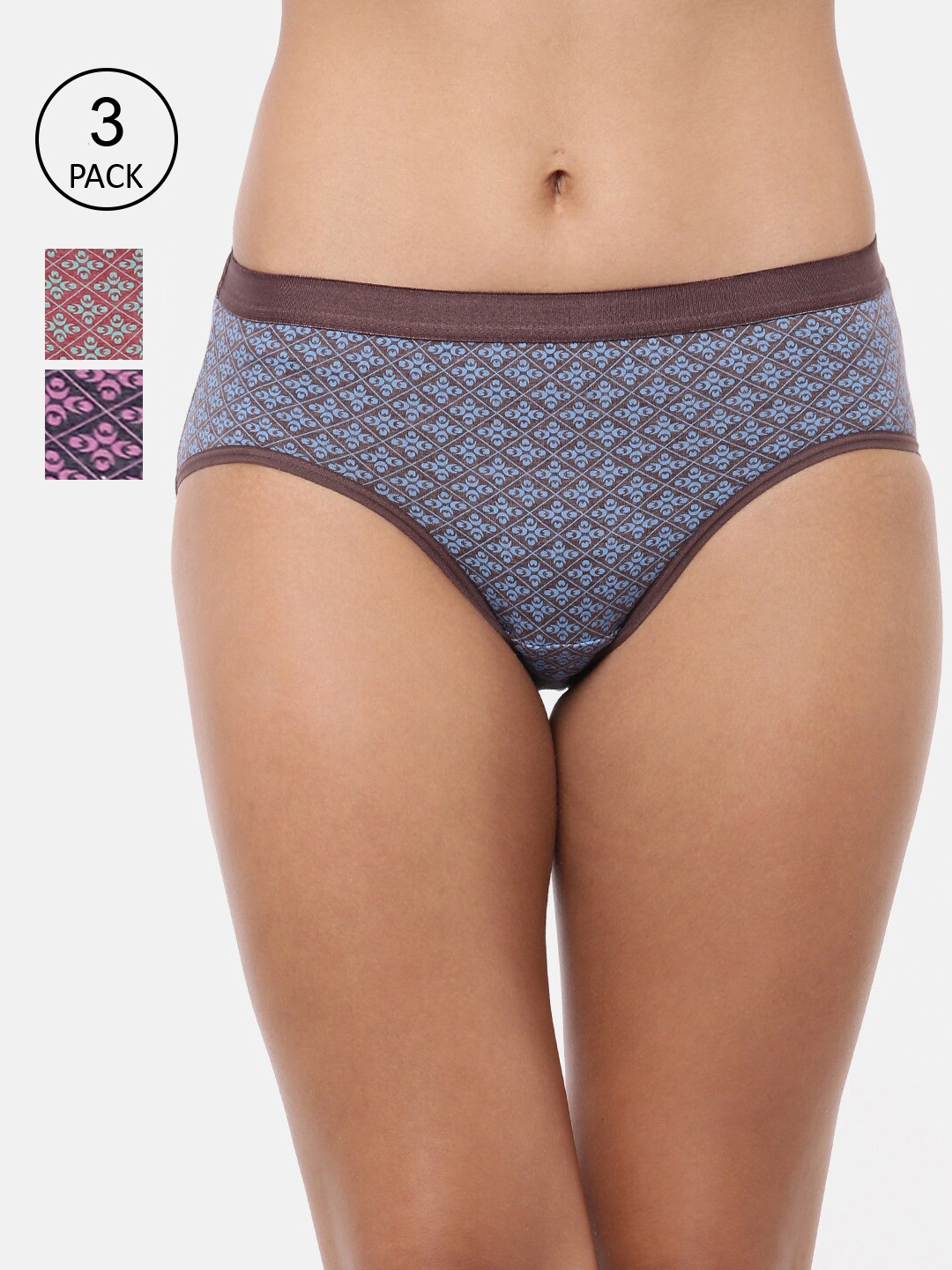 

RedRose Women Pack Of 3 Assorted Hipster Briefs
