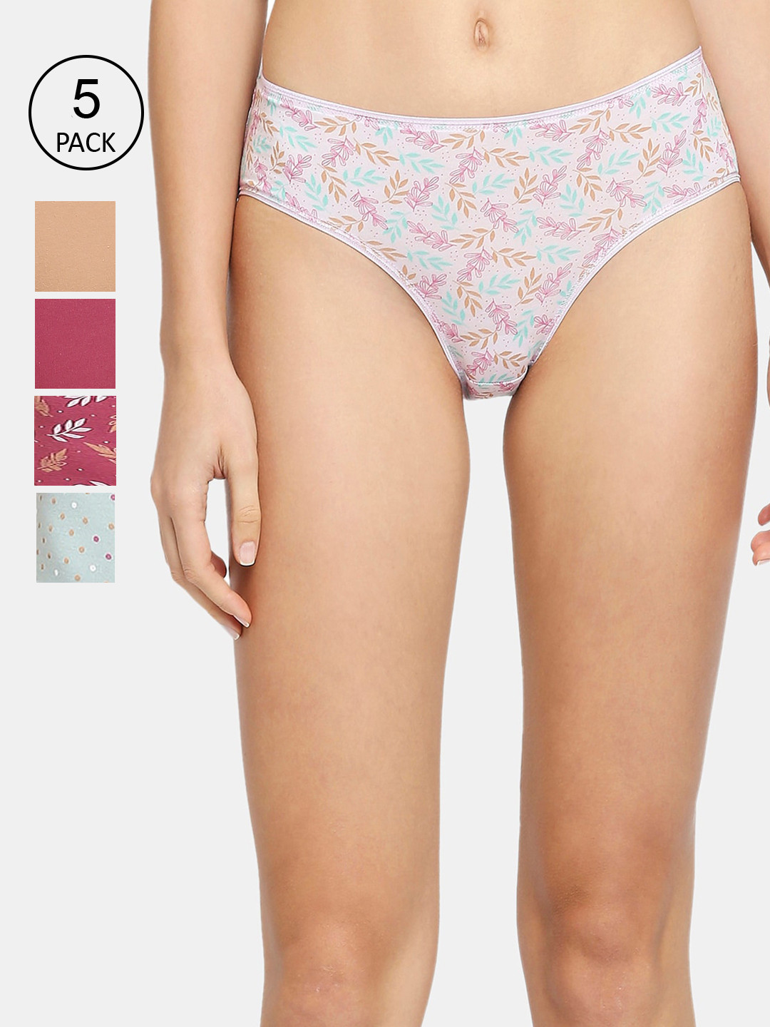 

RedRose Women Pack Of 5 Hipster Briefs, Pink