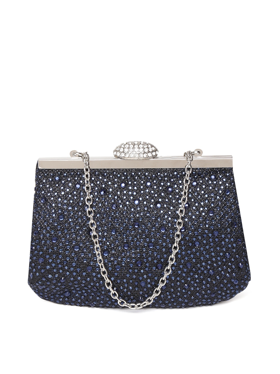 

GIORDANO Navy Blue Embellished Clutch with Chain Strap