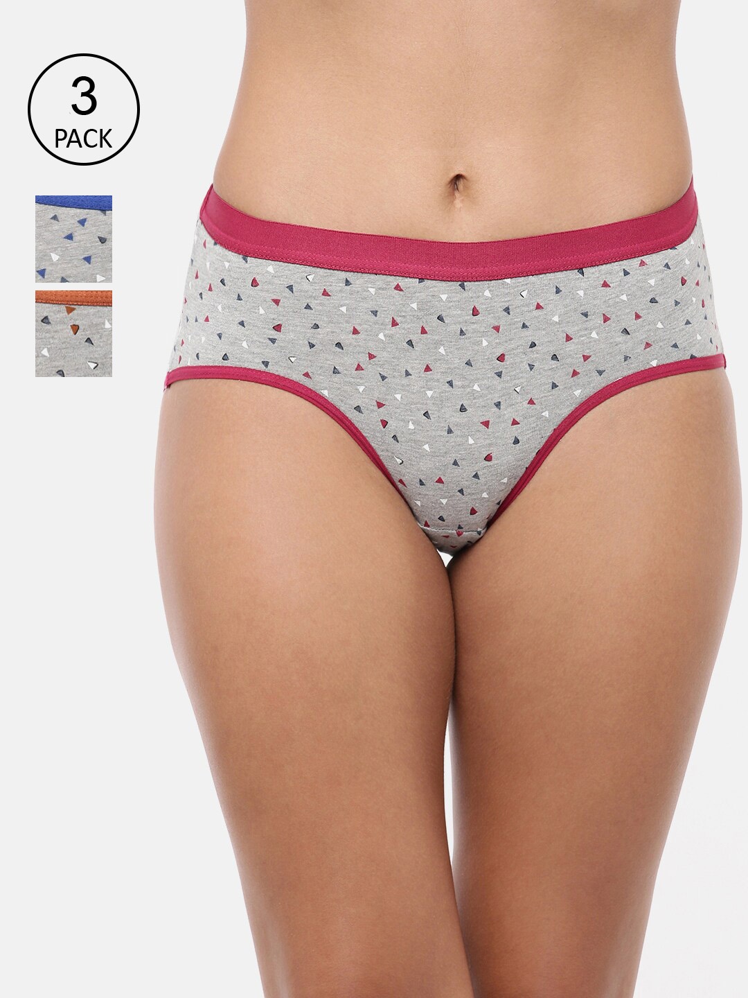

RedRose Women Plus Size Pack Of 3 Cotton Hipster Briefs, Grey