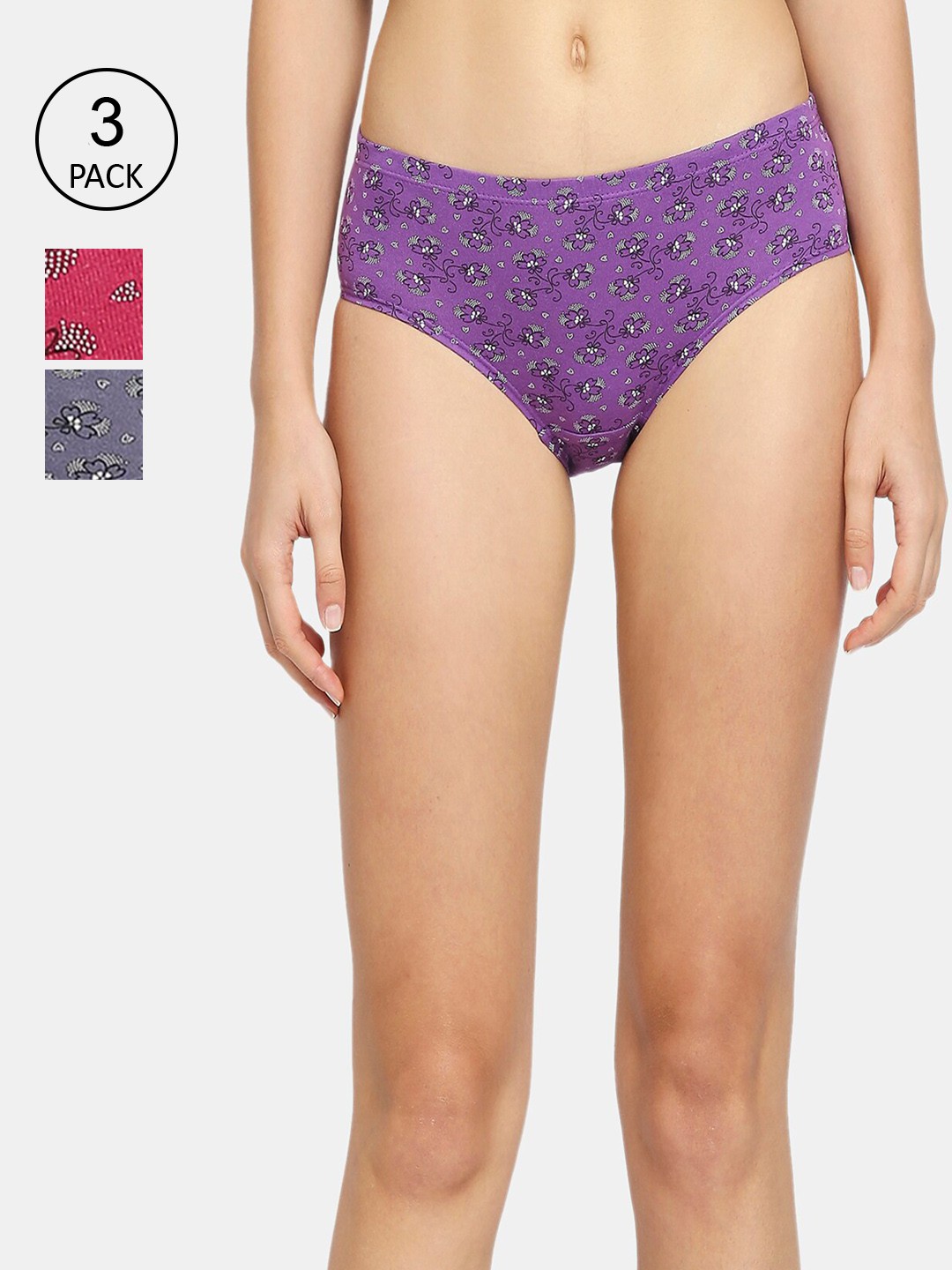 

RedRose Women Pink & Purple Pack of 3 Cotton Briefs