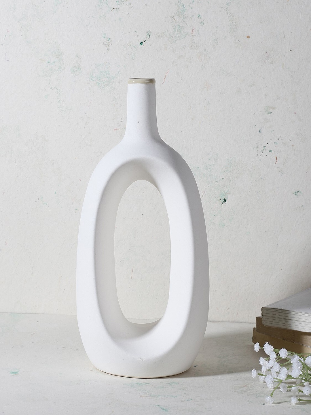 

The Decor Mart White Solid Ceramic Hollow Vases