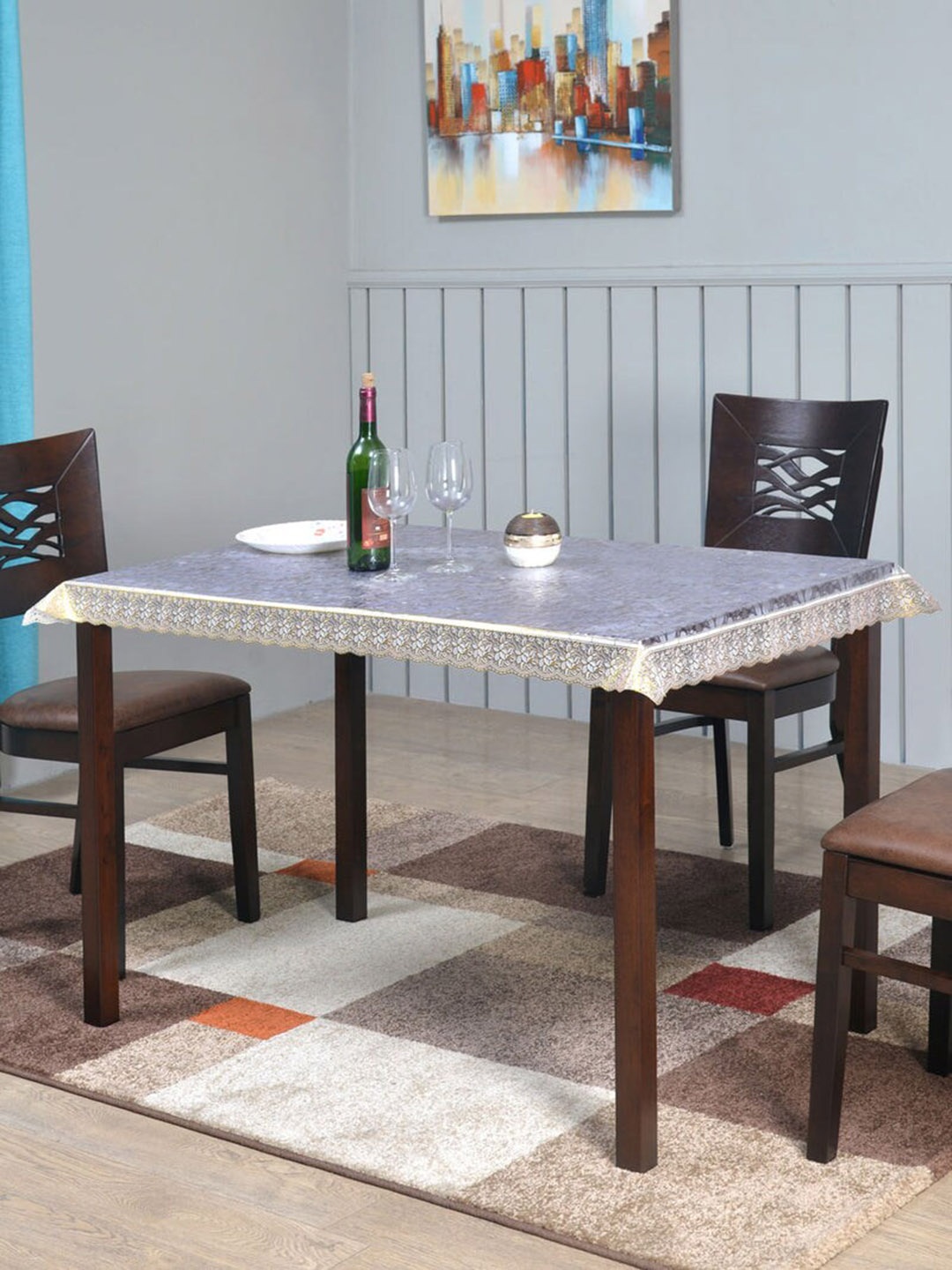 

Athome by Nilkamal 4 Seater Gold-Coloured Embellished Table Covers