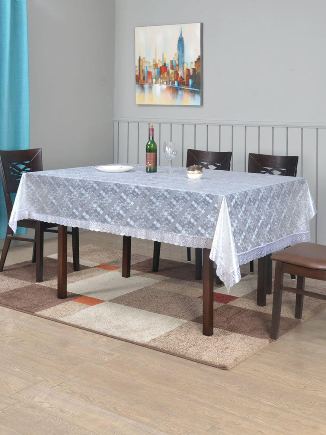 

Athome by Nilkamal Transparent Self Design 8 Seater Table Cover