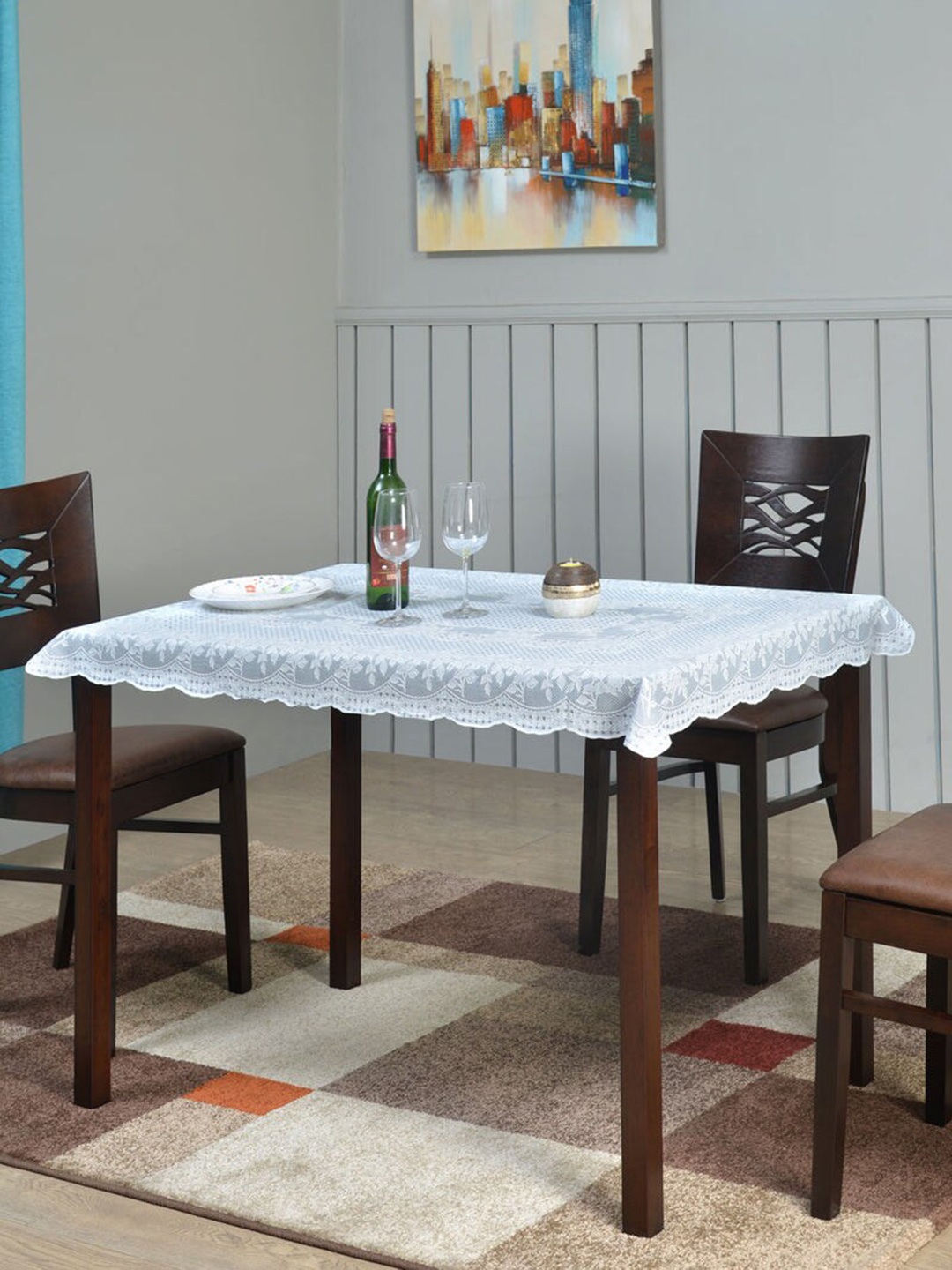 

Athome by Nilkamal Grey Self-Designed 4- Seater Table Cover