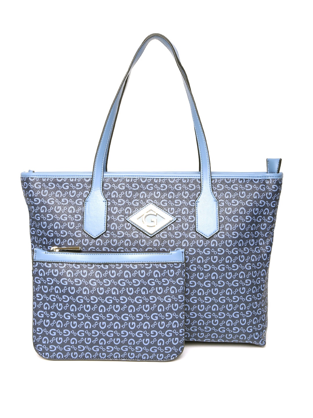 

GIORDANO Blue Brand Print Oversized Shoulder Bag with Pouch
