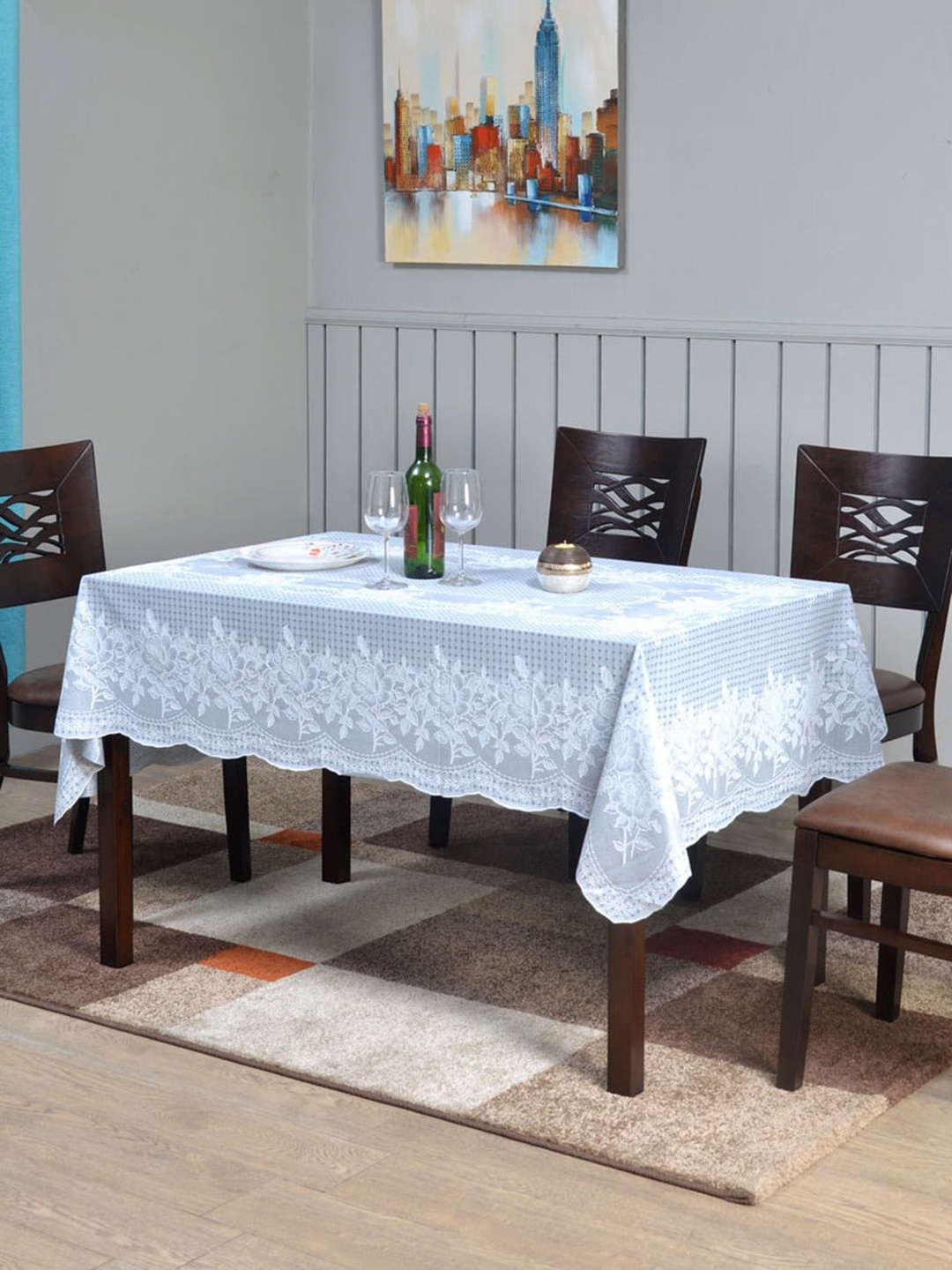 

Athome by Nilkamal Grey Printed Plastic Table Cover