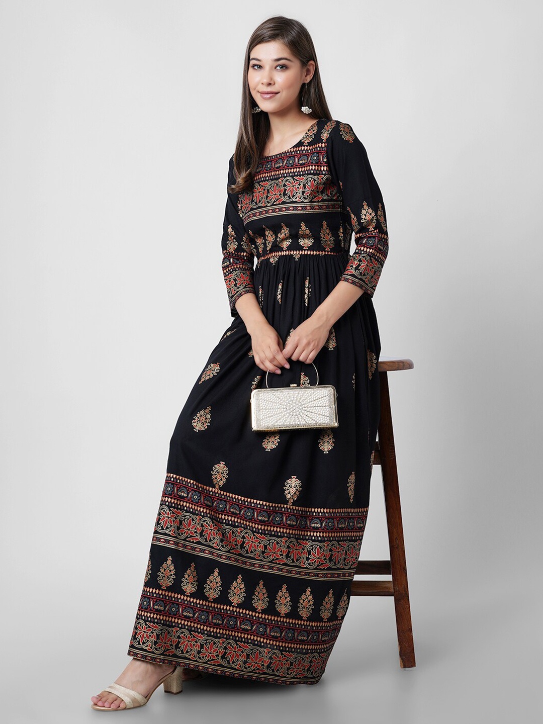 

PURSHOTTAM WALA Black Ethnic Motifs Maxi Maxi Dress