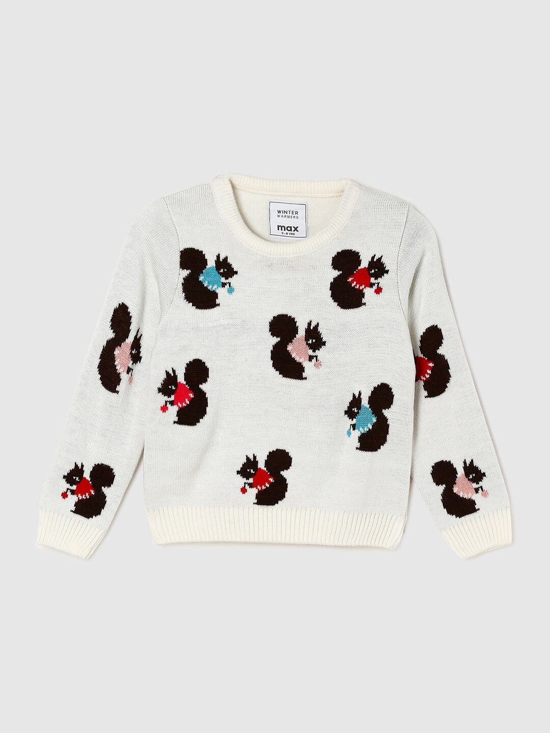 

max Girls Off White & Blue Pullover