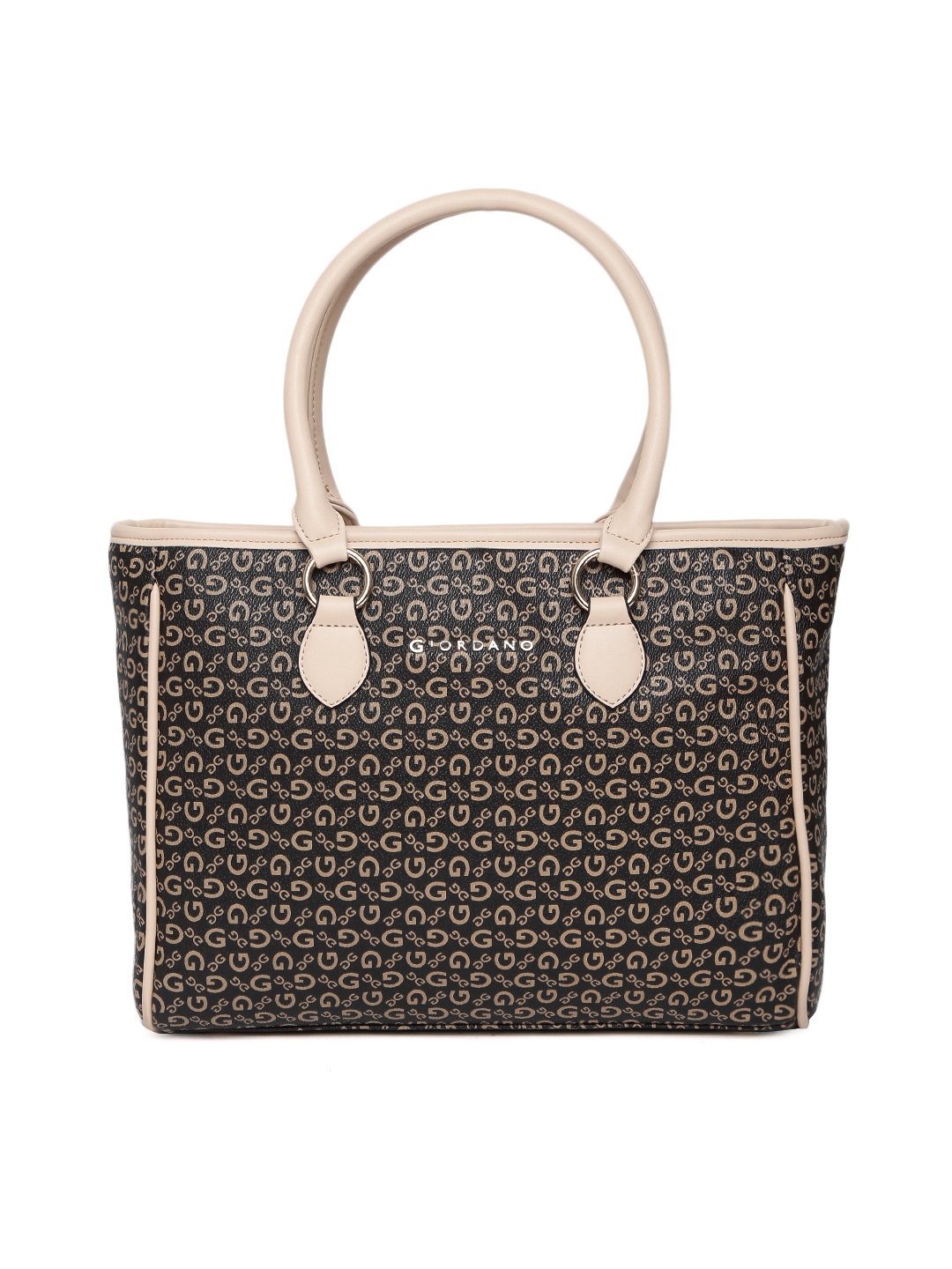 

GIORDANO Black & Beige Logo Print Shoulder Bag