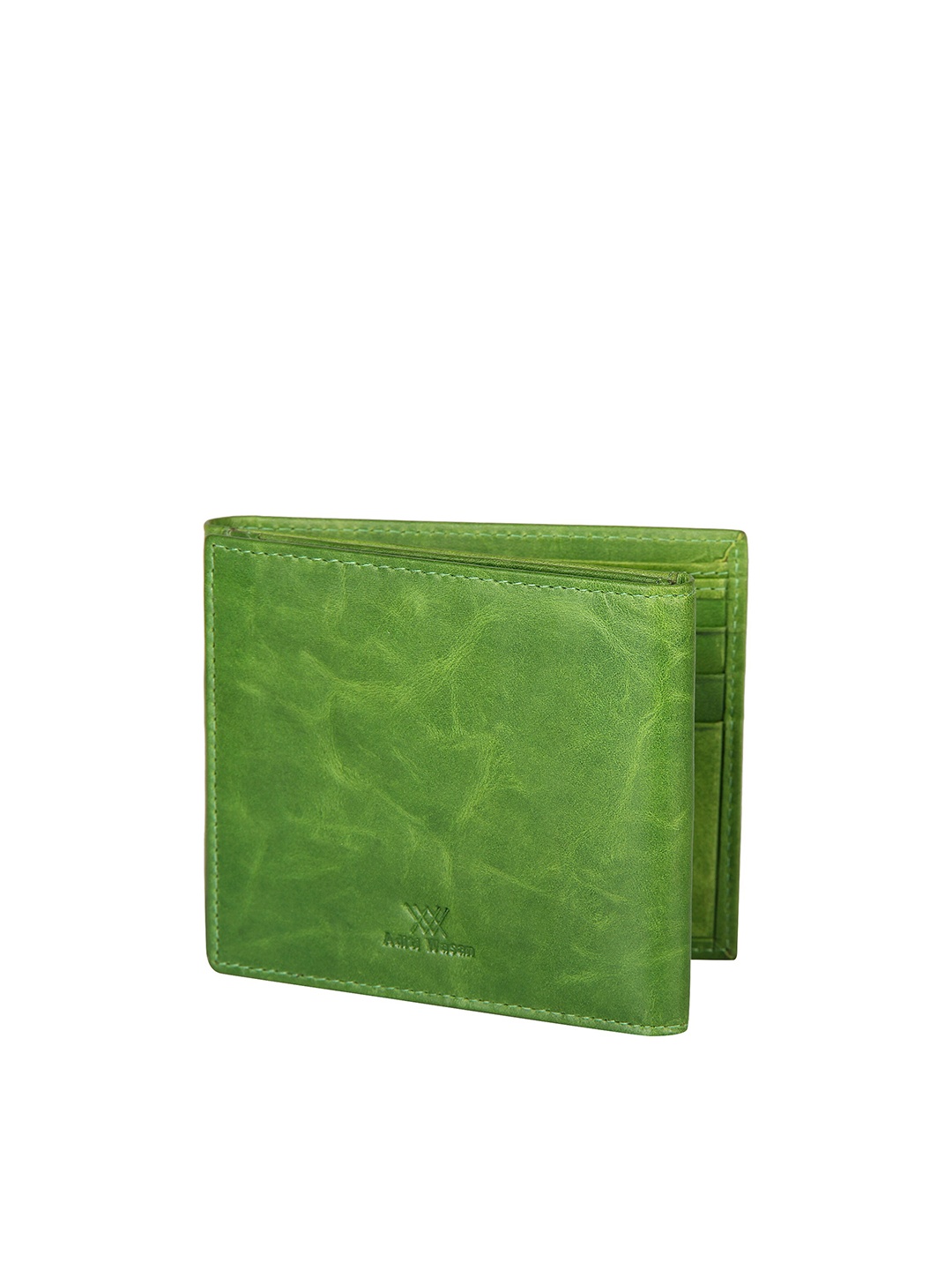 

Aditi Wasan Unisex Green Leather Tri-Fold Wallet