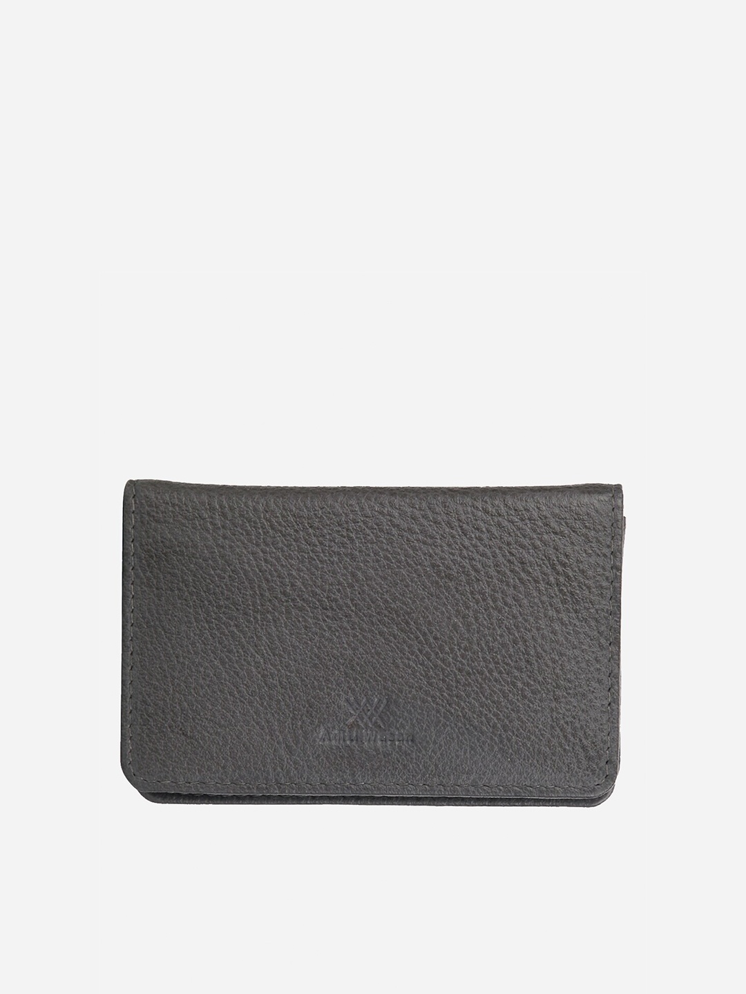 

Aditi Wasan Unisex Grey Textured Leather Card Holder