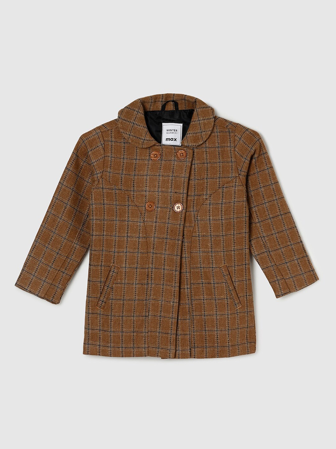 

max Girls Brown Checked Windcheater Tailored Jacket
