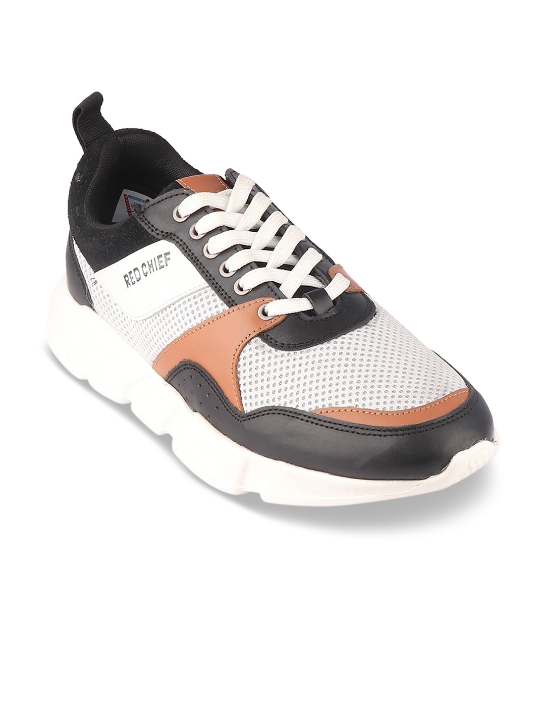 

Red Chief Men Black Colourblocked Leather Sneakers