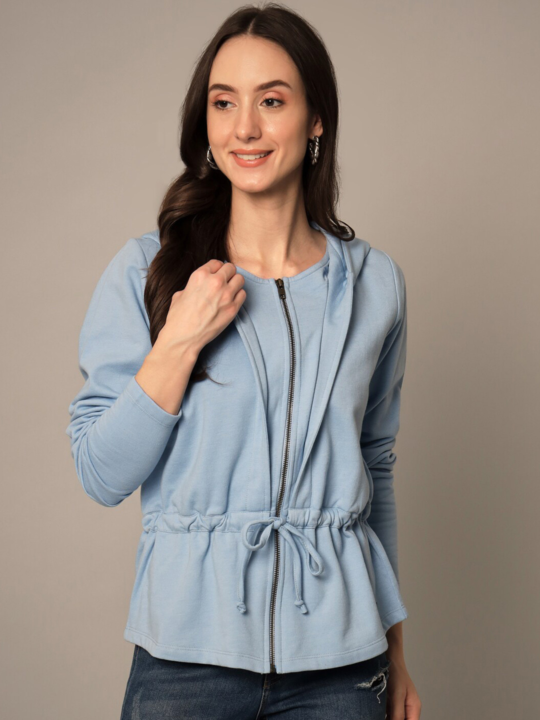 

Yaadleen Women Blue Fleece Bomber Jacket