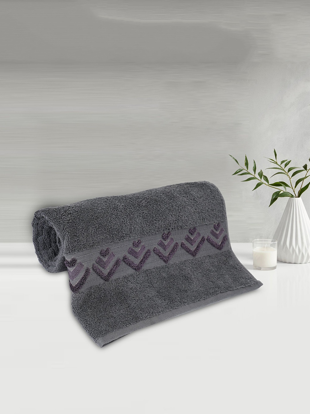

LUSH & BEYOND Grey Solid 500 GSM Pure Cotton Bath Towel