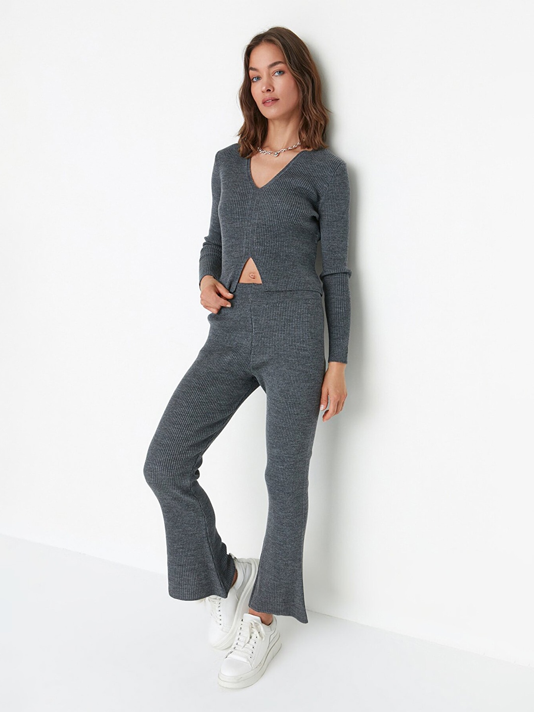 

Trendyol Women Charcoal Top with Trousers