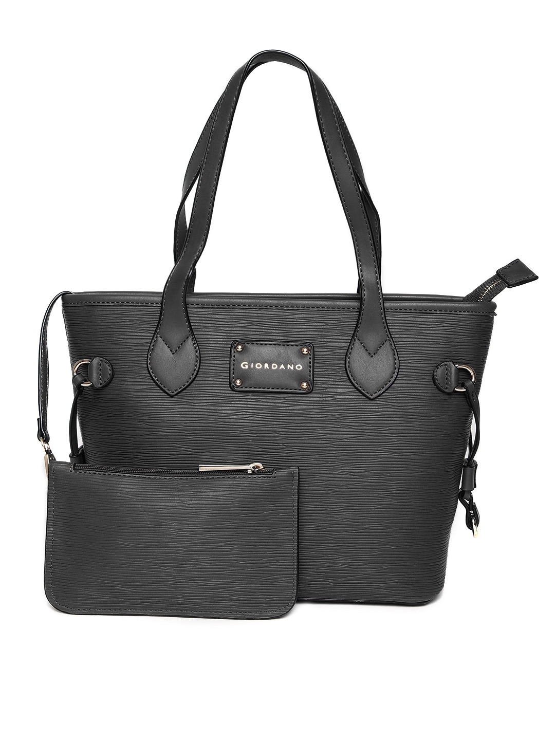 

GIORDANO Black Textured Shoulder Bag with Pouch