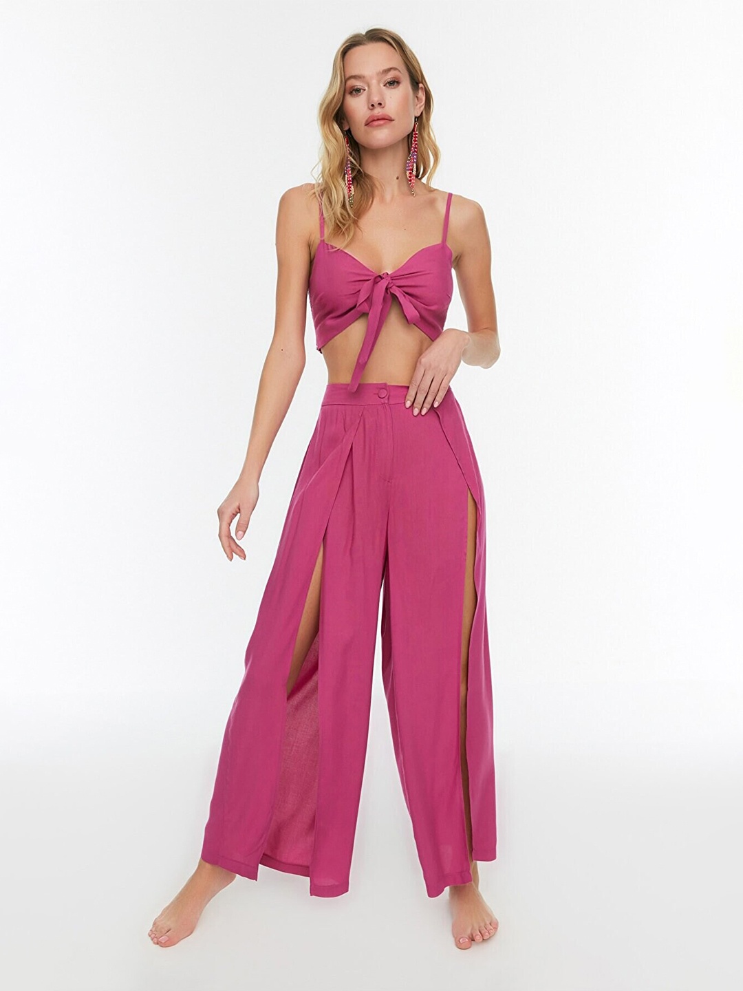 

Trendyol Women Fuchsia Top with Palazzos