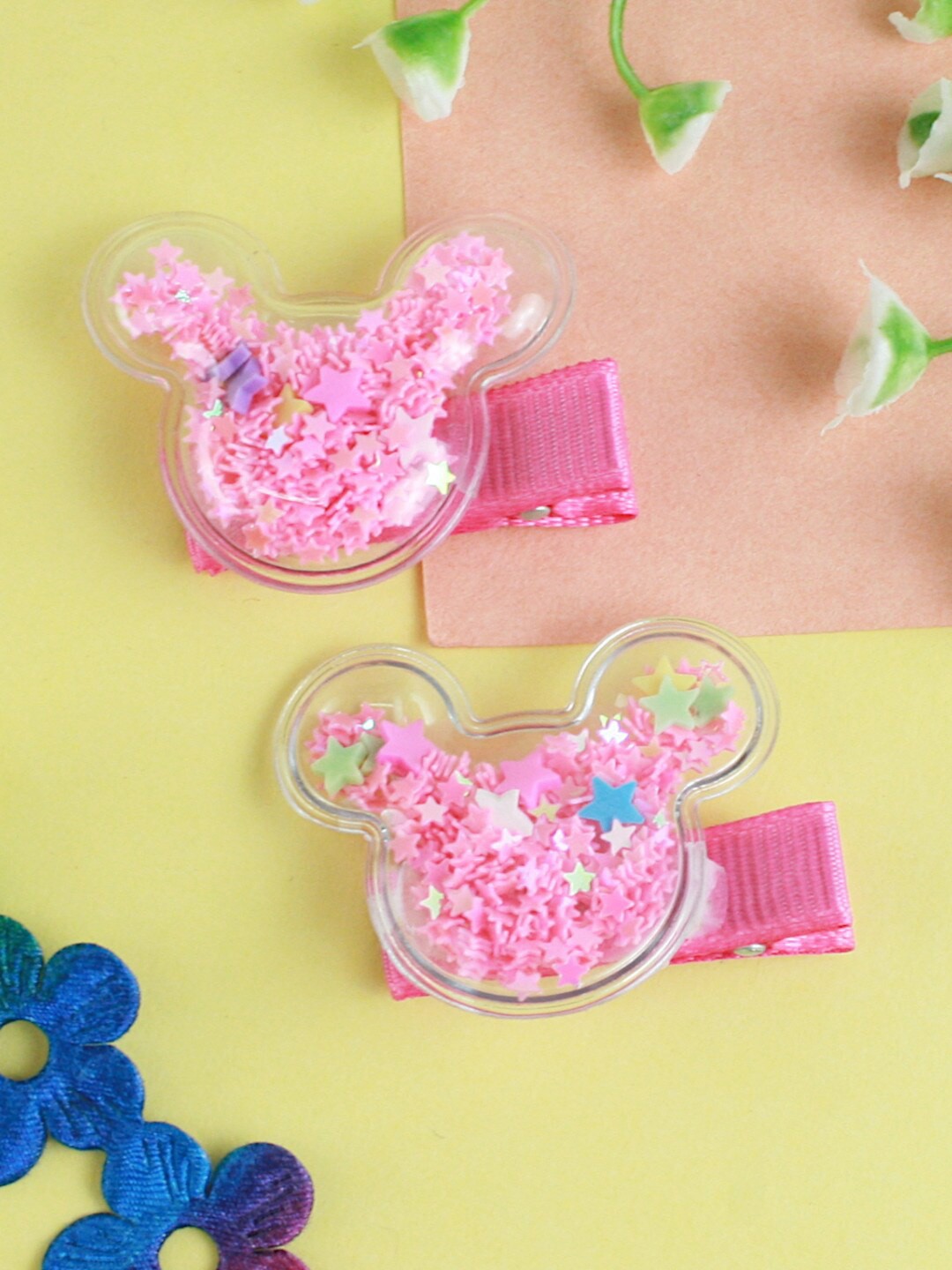 

Asthetika Kids Girls Pink & Blue Set of 2 Embellished Alligator Hair Clip
