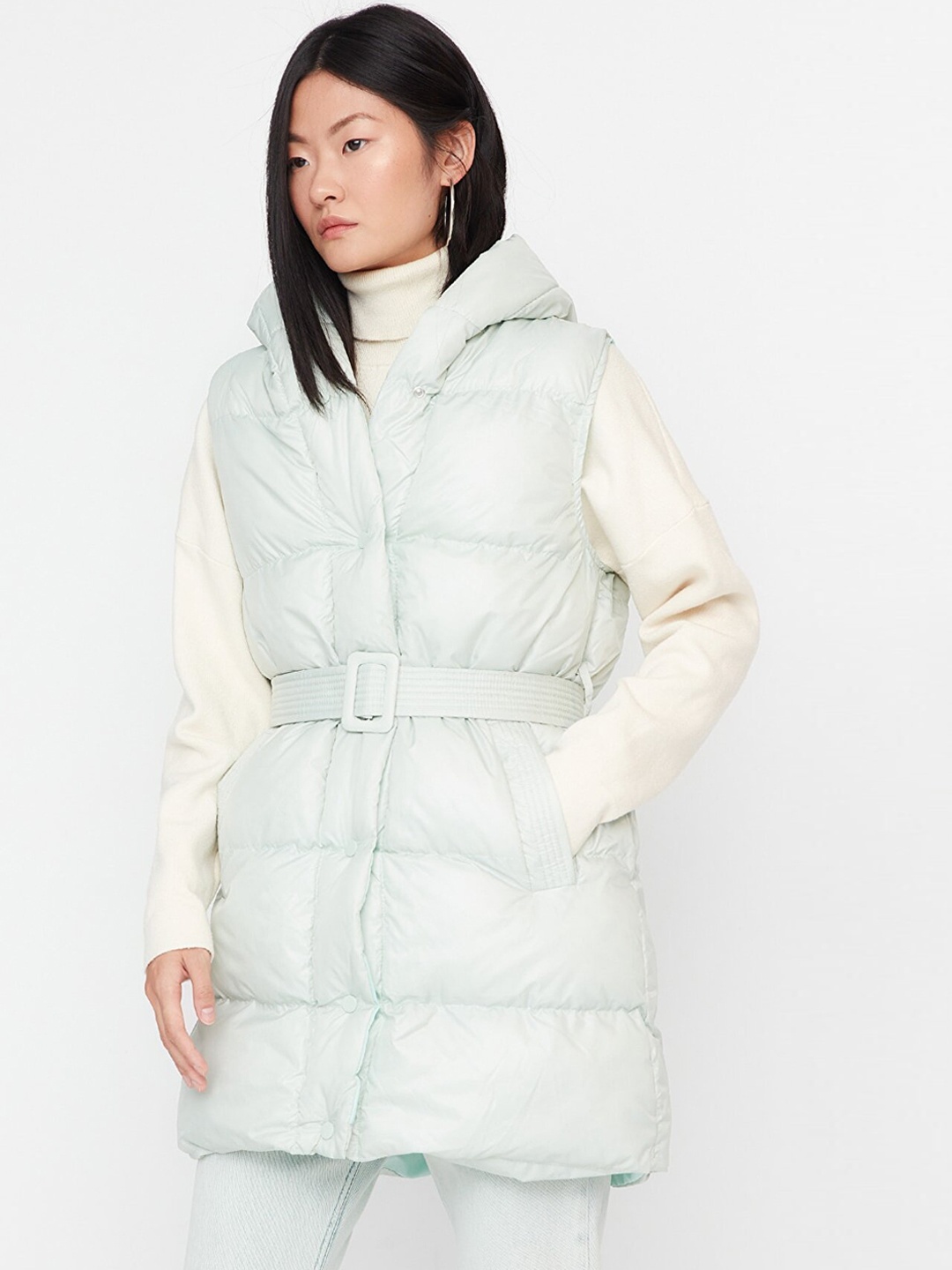 

Trendyol Women Green Longline Puffer Jacket