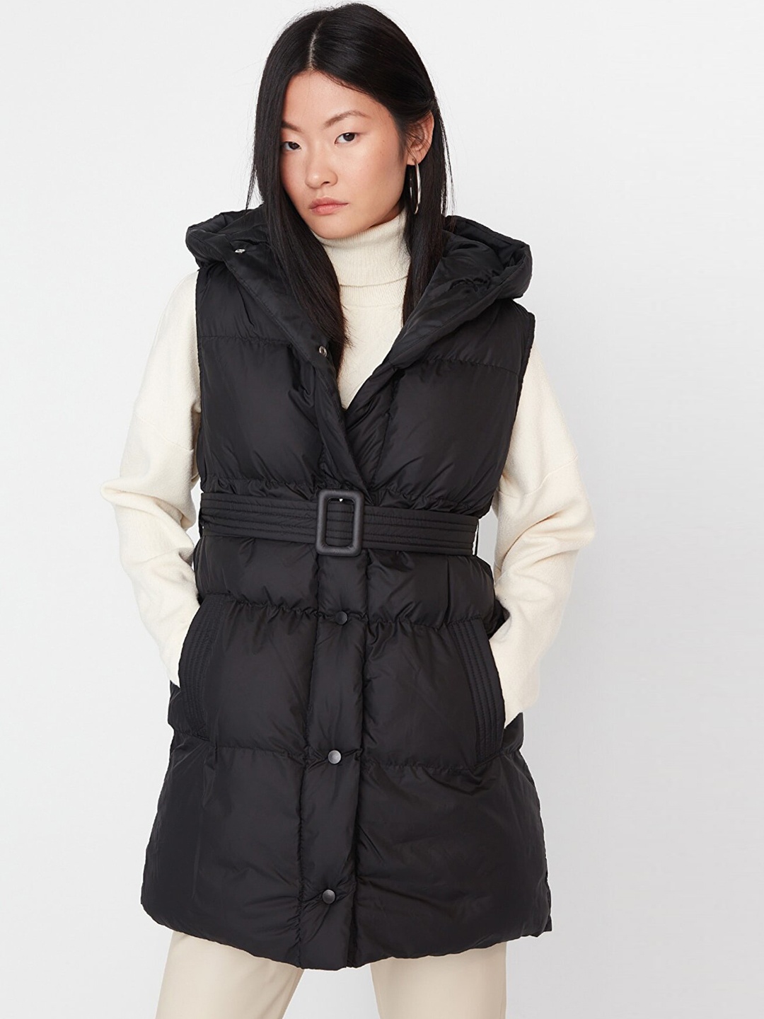 

Trendyol Women Black Longline Padded Jacket