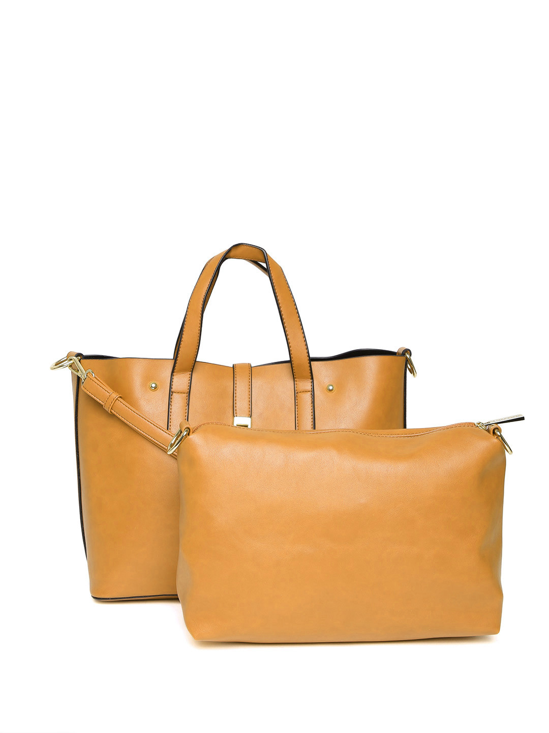 

GIORDANO Mustard Solid Handheld Bag with Pouch