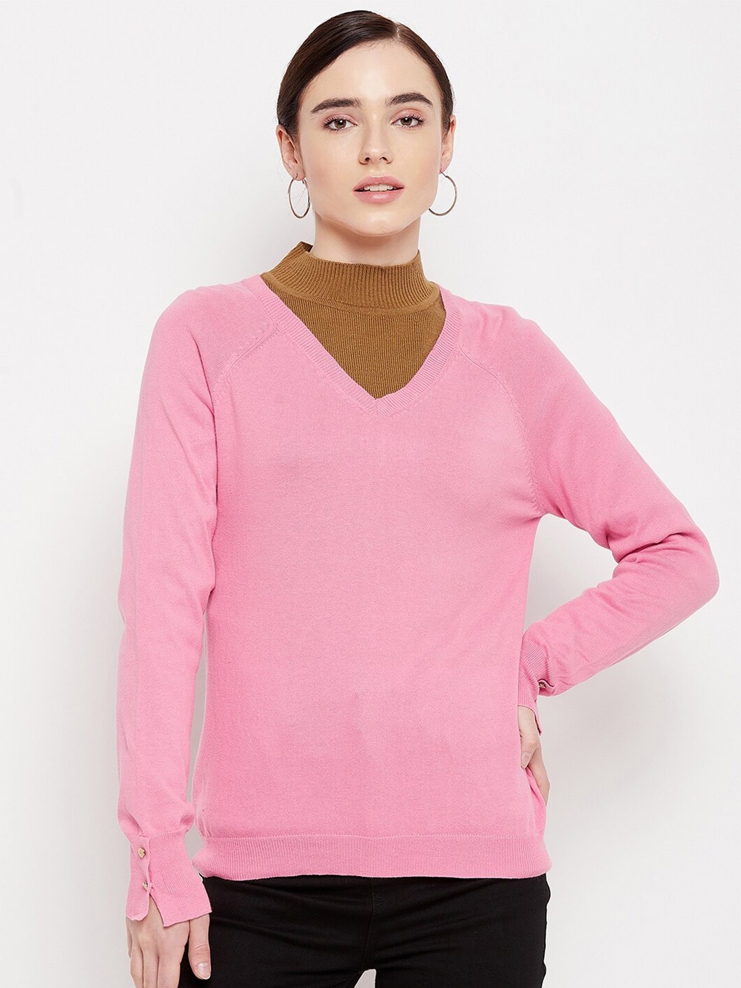 

Madame Women Pink & Brown Pullover