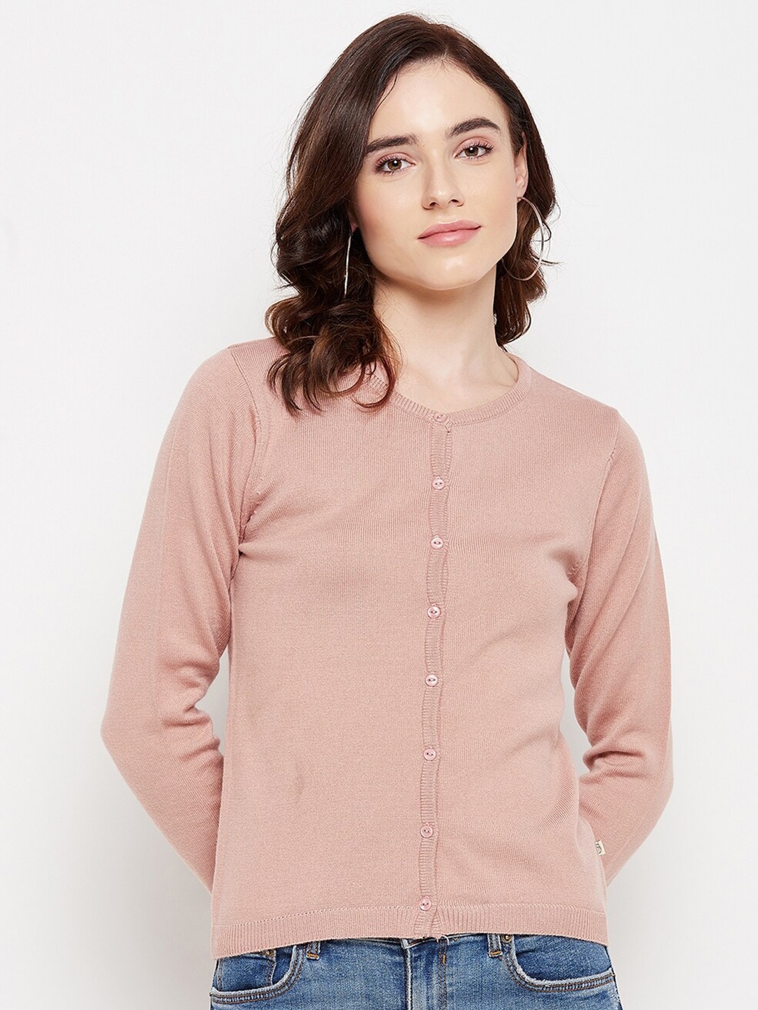 

Madame Women Peach-Coloured Cardigan Sweater