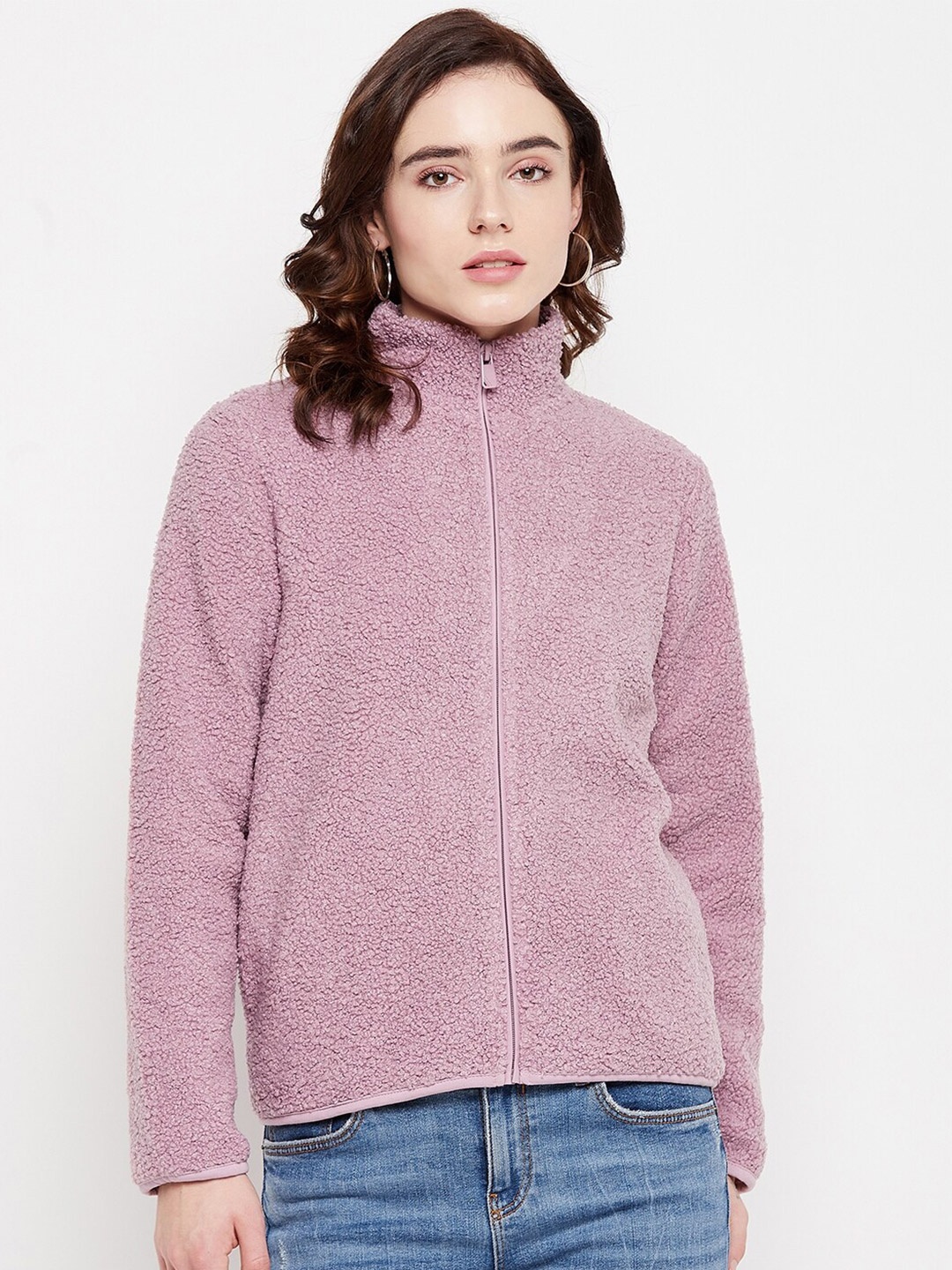 

Madame Women Self Design Sweatshirt, Purple