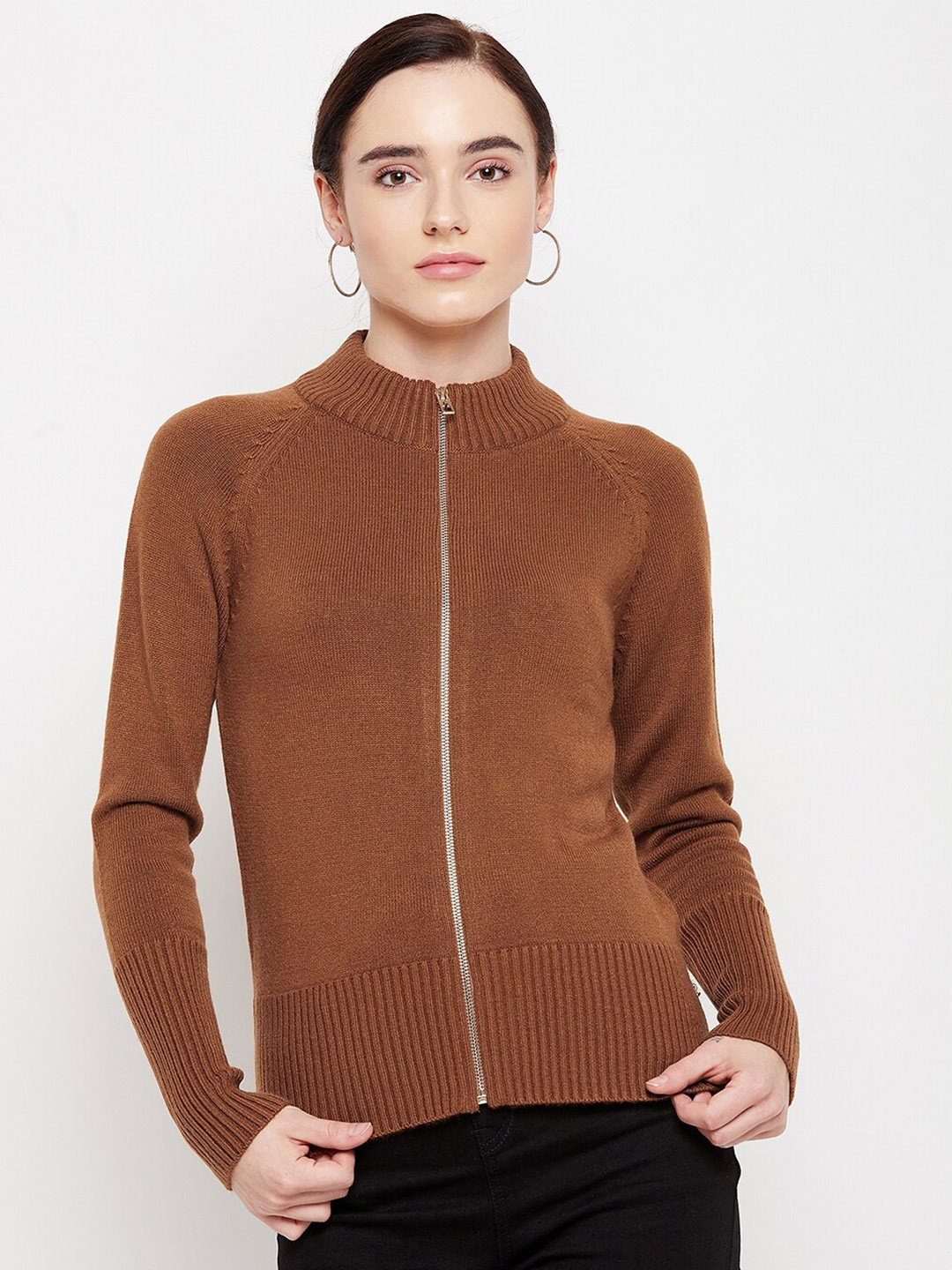 

Madame Women Rust Acrylic Cardigan