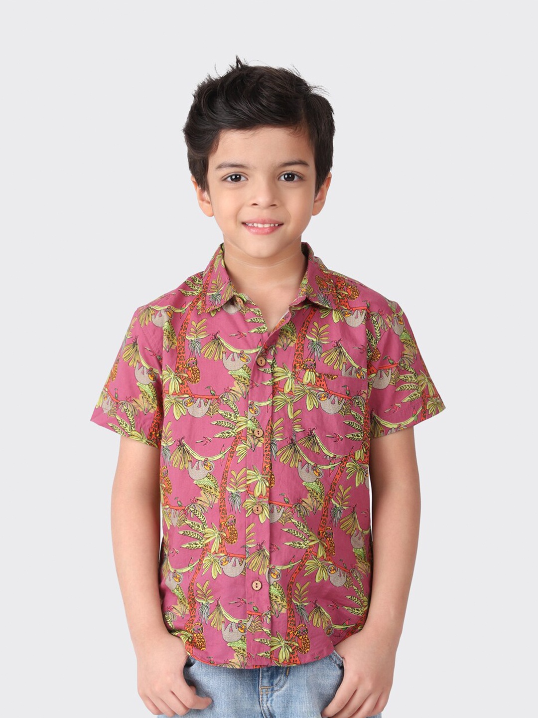 

Fabindia Boys Purple & Yellow Printed Casual Shirt