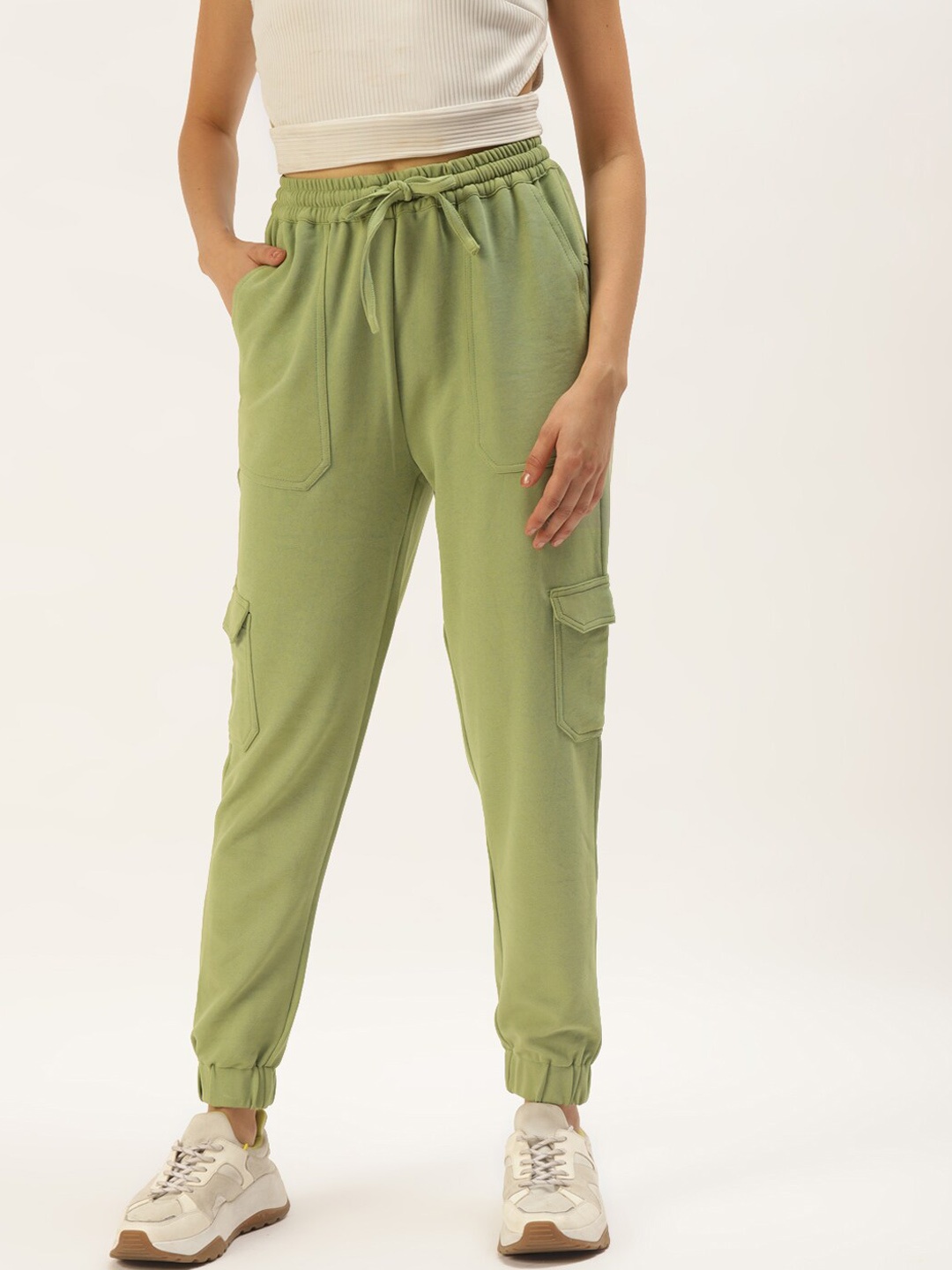 

Zastraa Women Green Smart Loose Fit Joggers Trouser