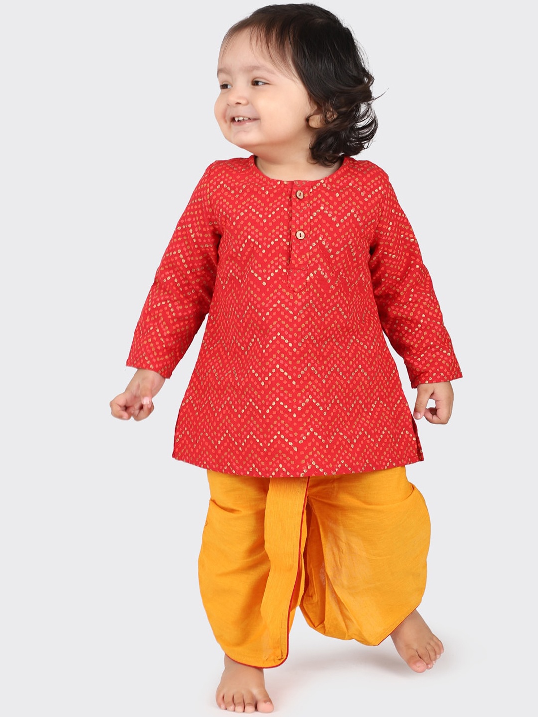

Fabindia Boys Red Printed Pure Cotton Kurta with Dhoti Pants