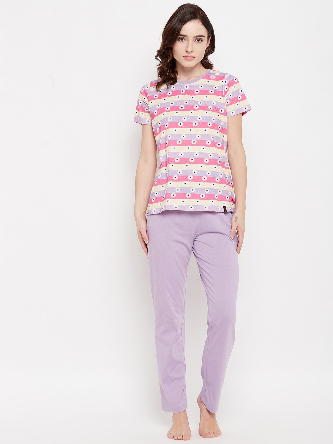 

MADAME M SECRET Women Mauve & Pink Printed Night suit