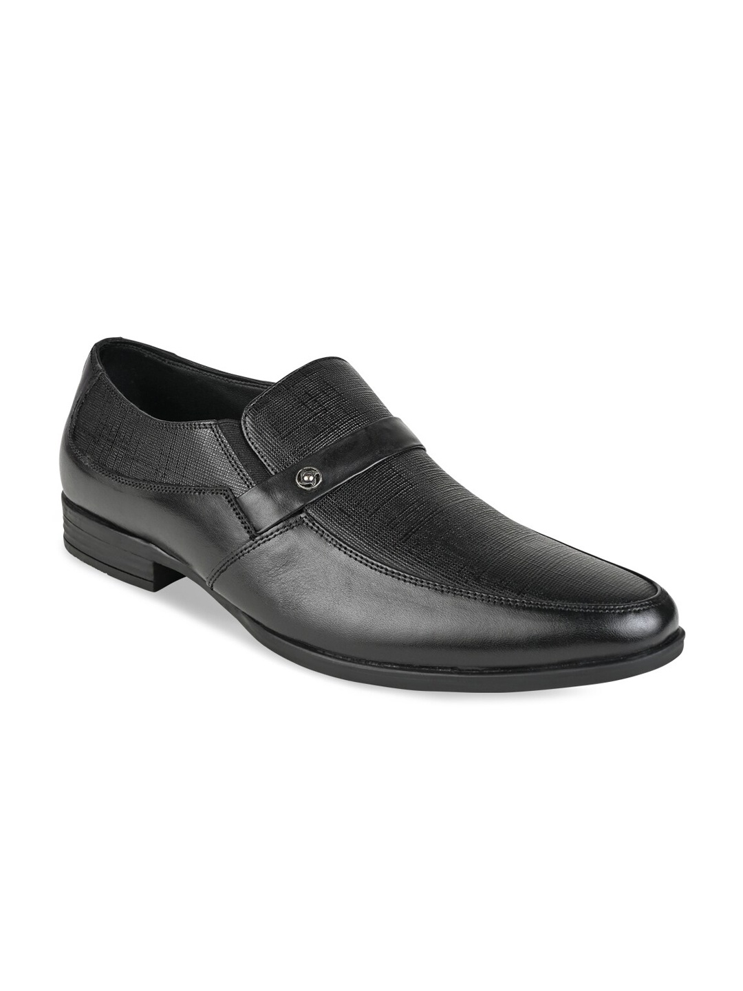 

Regal Men Textured Leather Formal Slip-On Shoes, Black