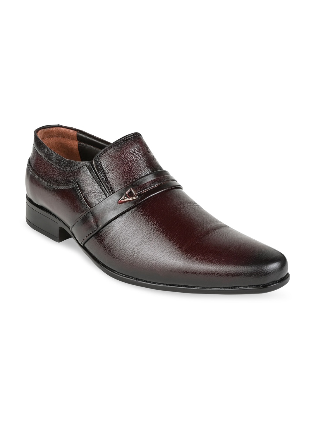 

Regal Men Coffee Brown Textured Leather Formal Slip on Shoes