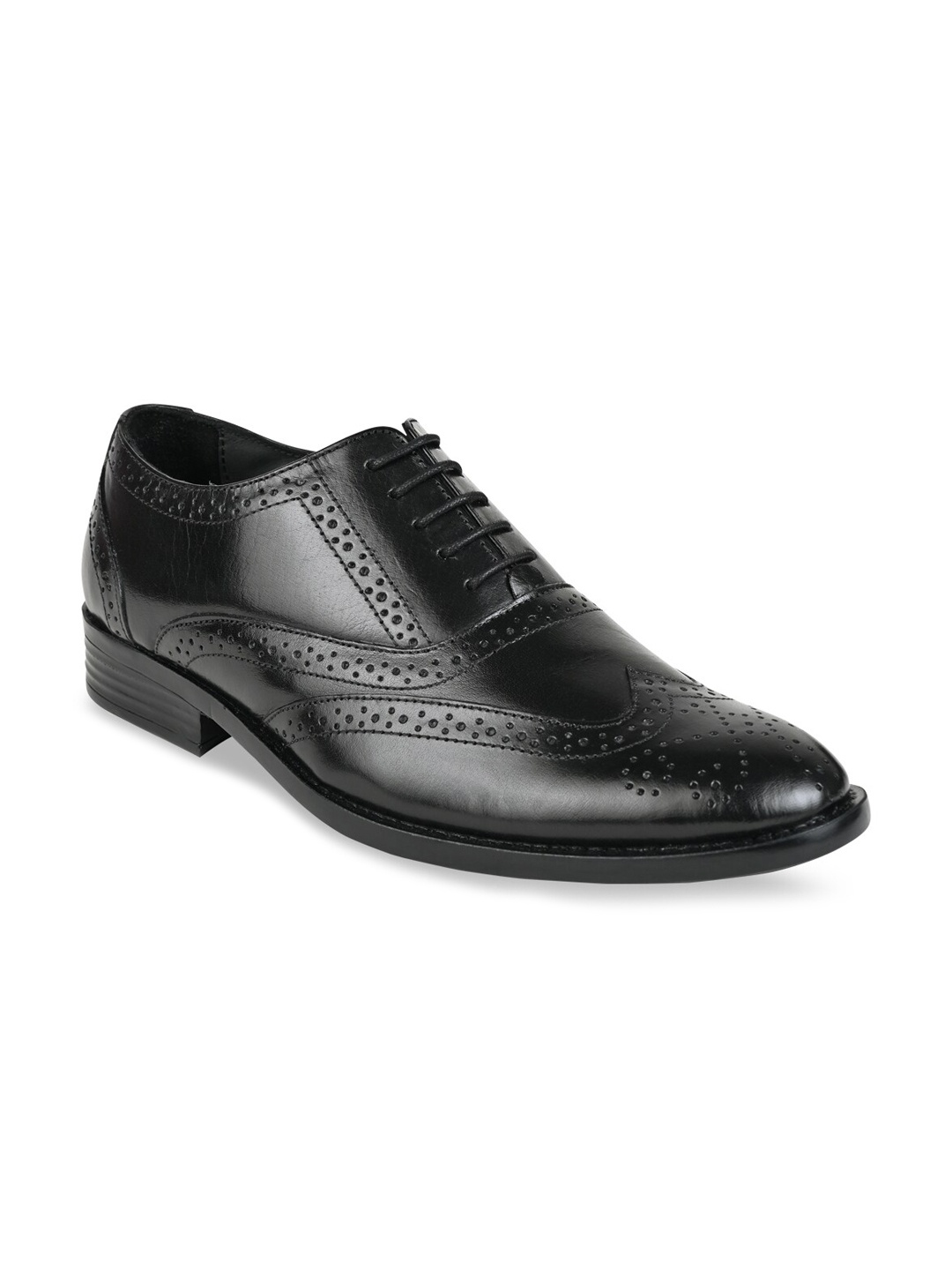 

Regal Men Black Textured Leather Lace-Ups Formal Brogues