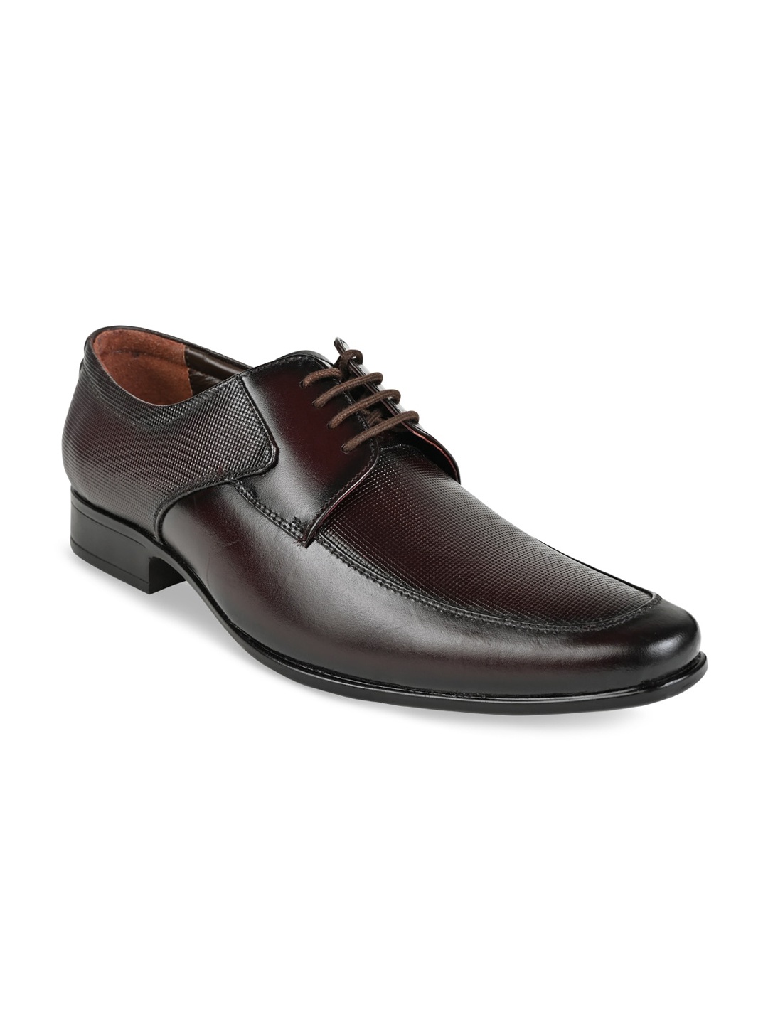 

Regal Men Maroon Textured Leather Formal Derbys