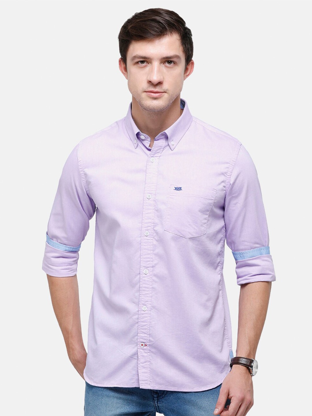

Double Two Men Lavender India Slim Cotton Casual Shirt