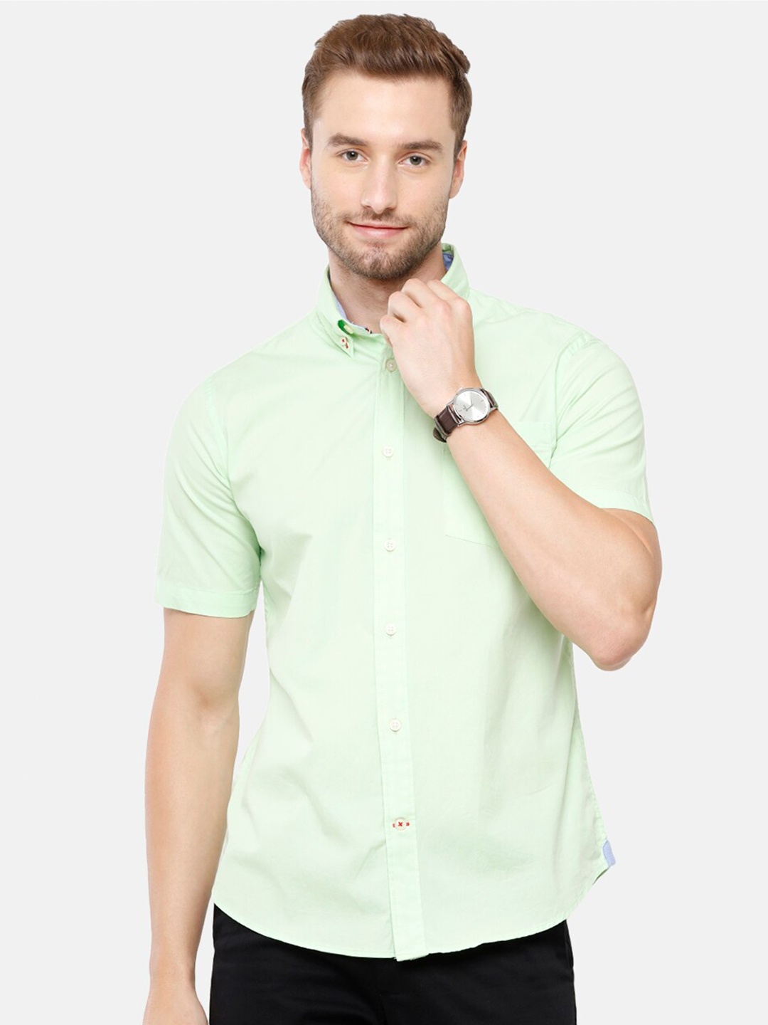 

Double Two Men Green Slim Fit Casual Shirt