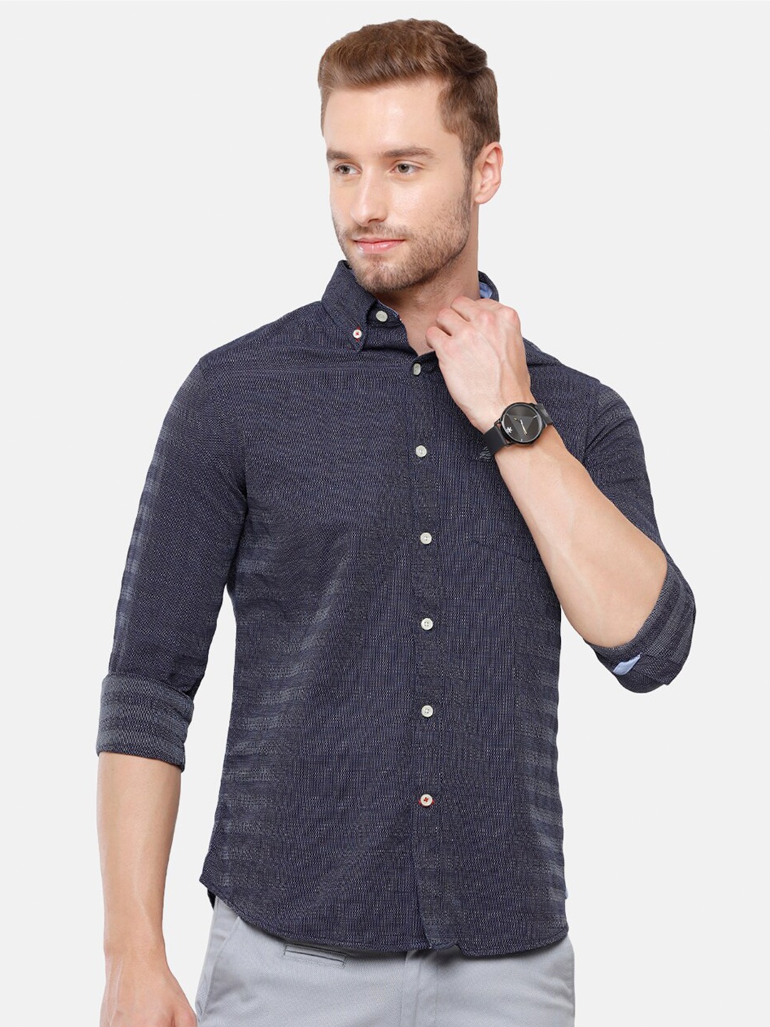 

Double Two Men Black Slim Fit Casual Shirt