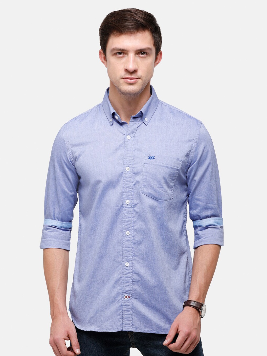 

Double Two Men Purple Slim Fit Casual Shirt