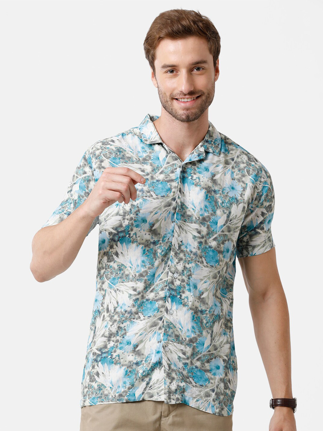 

Double Two Men Multicoloured Slim Fit Floral Printed Casual Shirt, Multi