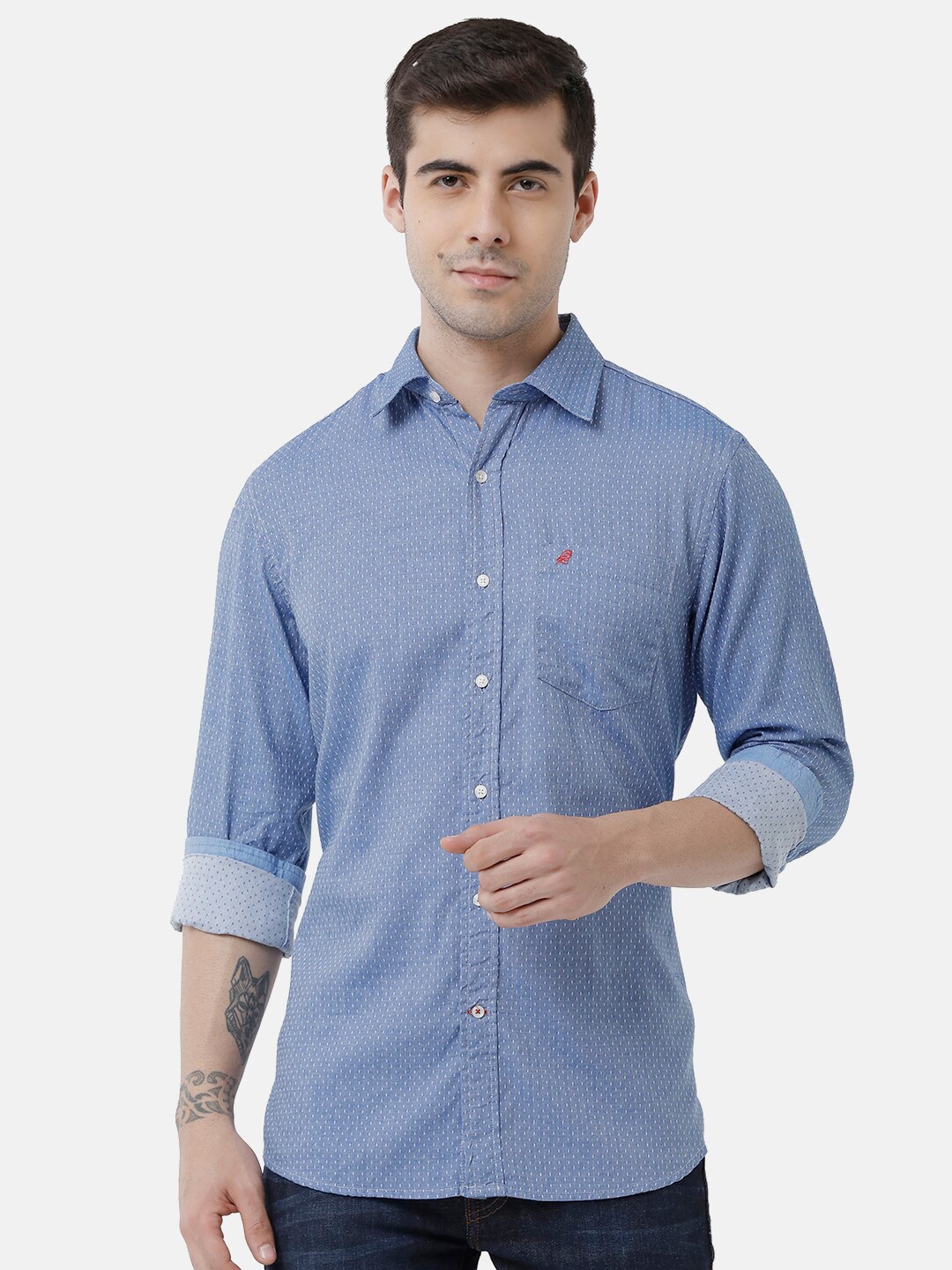

Double Two Men Blue Slim Fit India Slim Cotton Casual Shirt