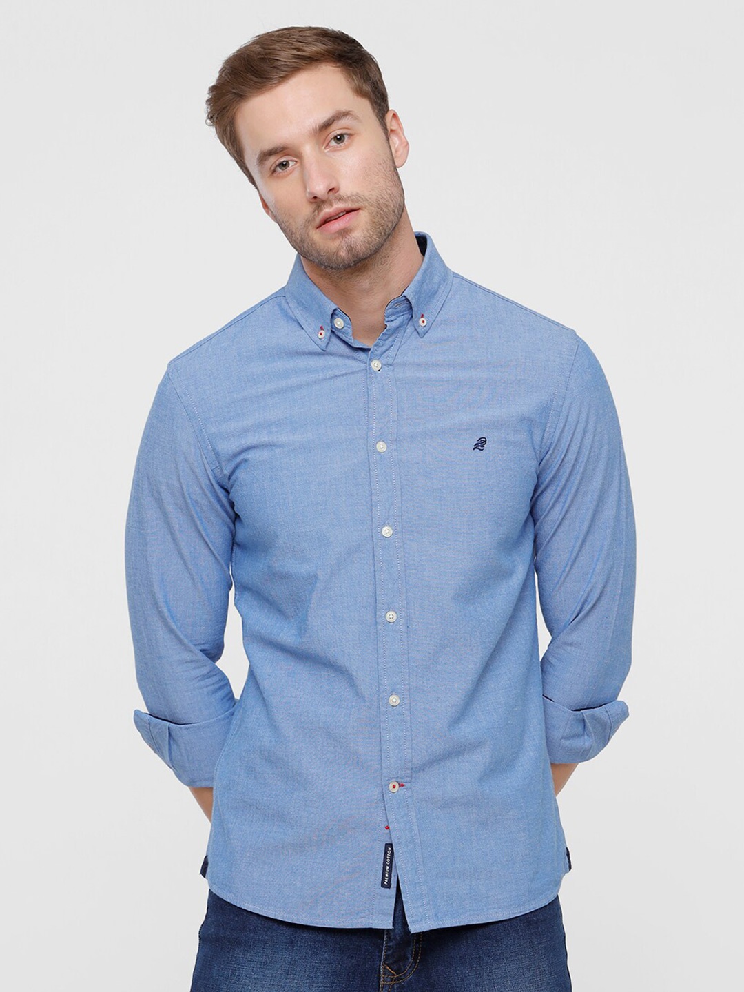 

Double Two Men Blue Slim Fit India Slim Cotton Casual Shirt