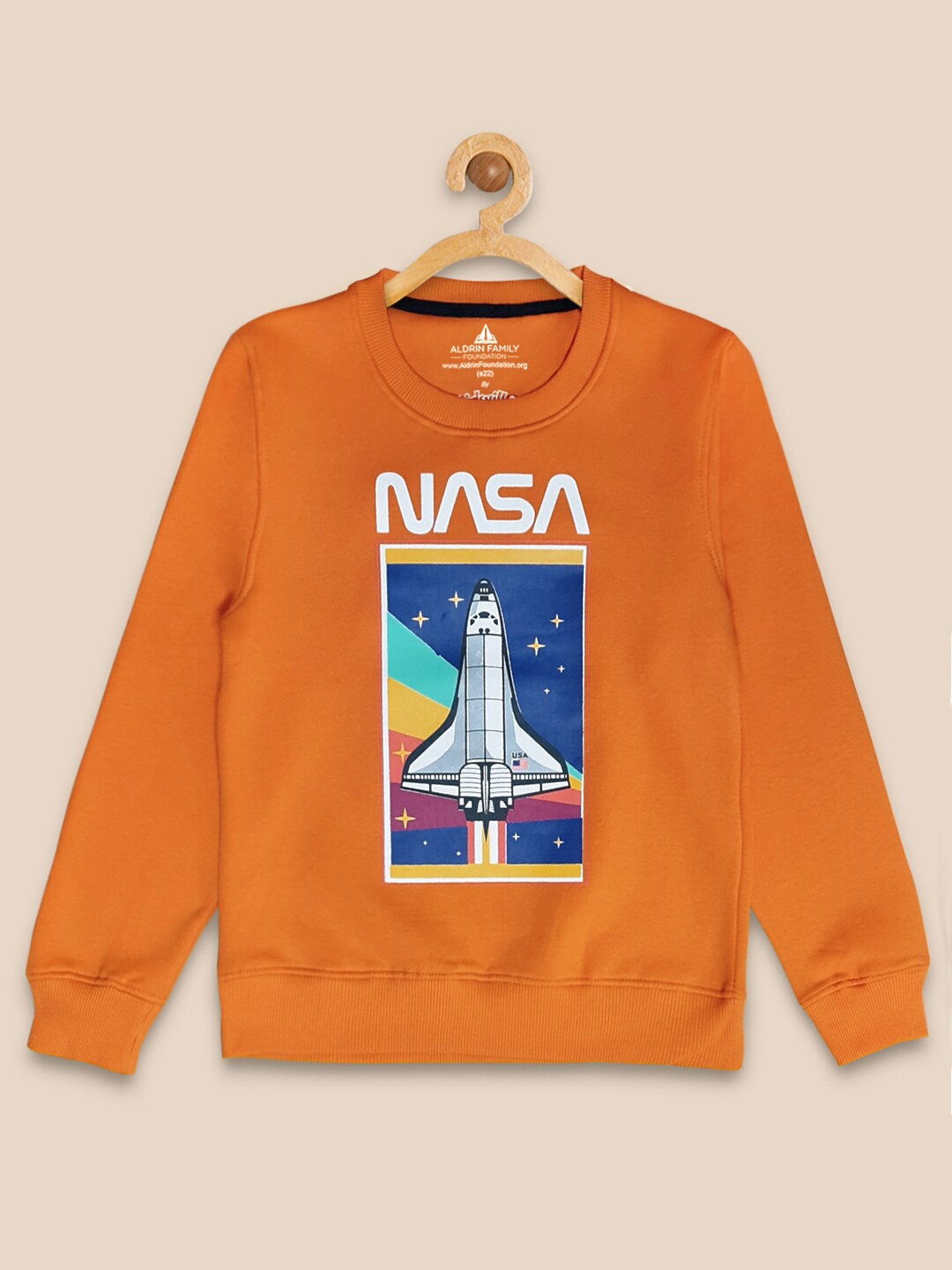 

Kids Ville Boys NASA Orange Printed Cotton Sweatshirt