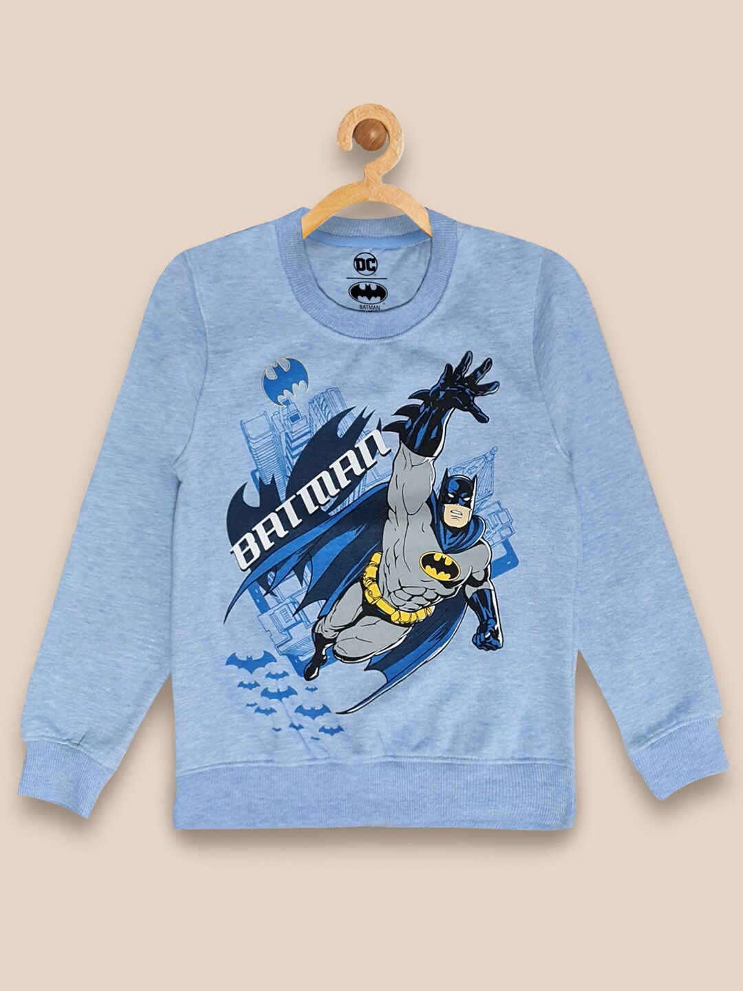 

Kids Ville Boys Blue Batman Printed Pullover Sweatshirt