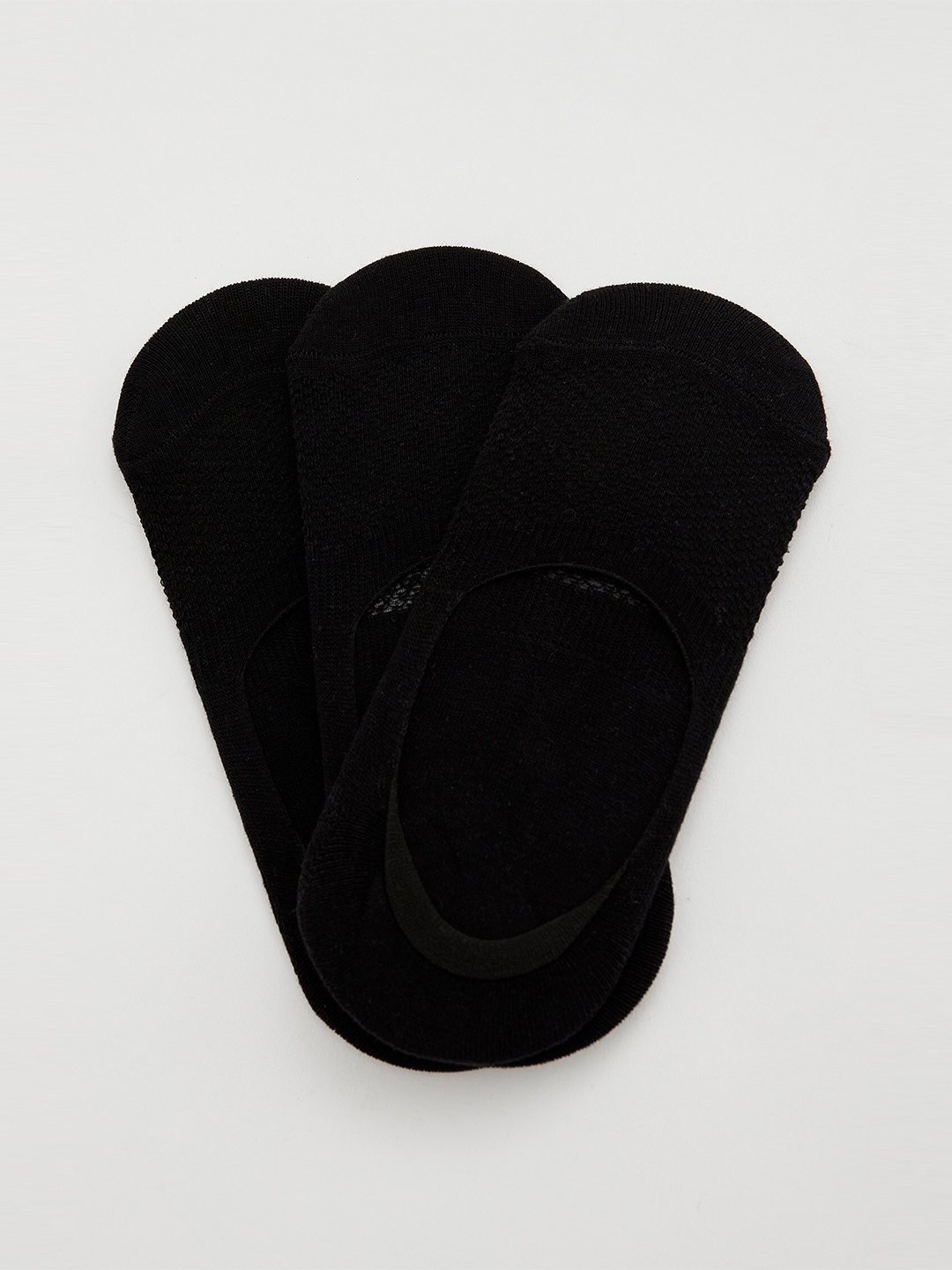 

DeFacto Women Pack Of 3 Black Solid Shoe Liner Socks